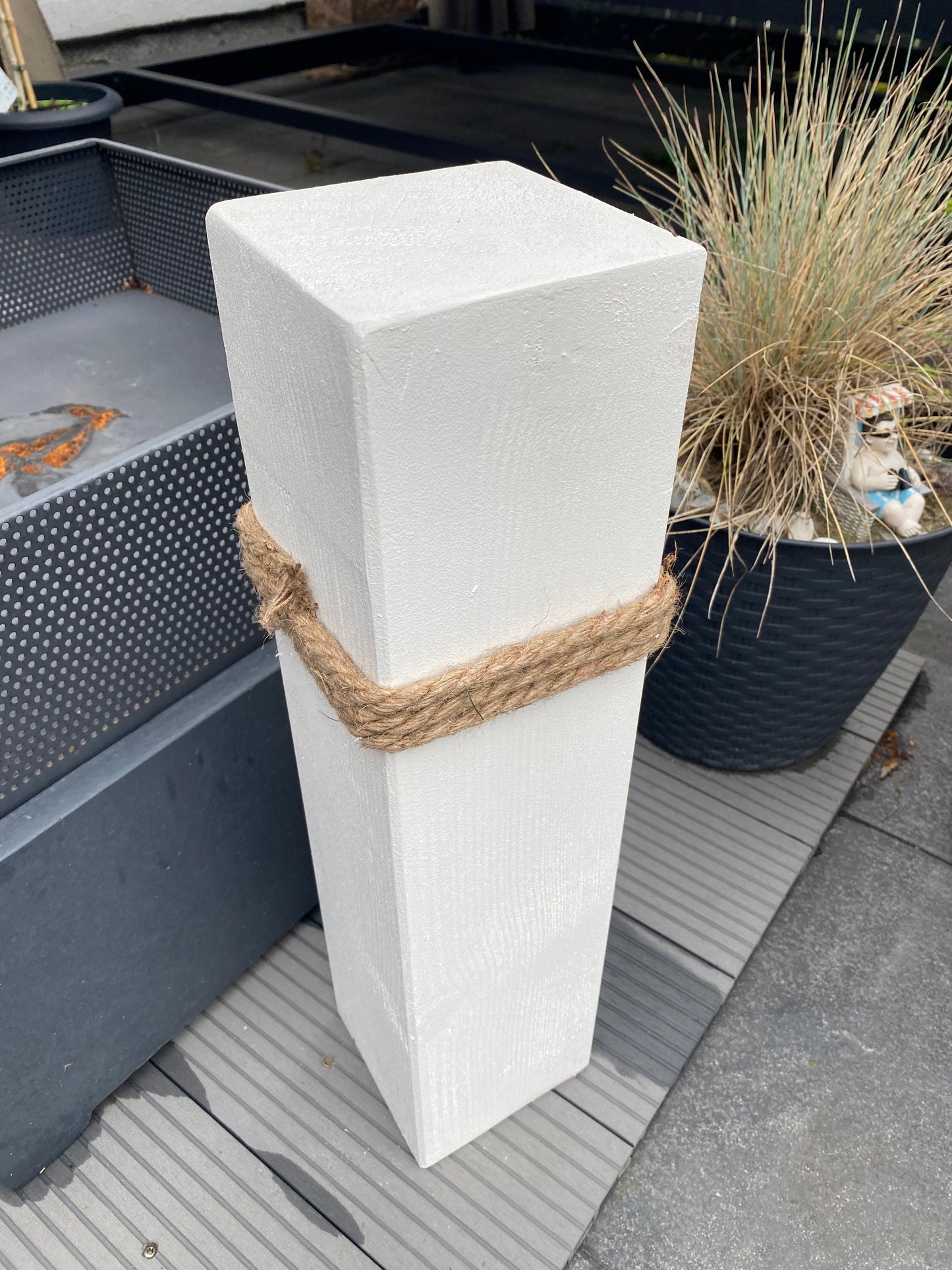 Willkommen Holzsäule 70 cm – personalisierbar mit Namen/Koordinaten usw. | Maritime Gartendeko, Geschenk Hochzeit & Einzug, Dekosäule