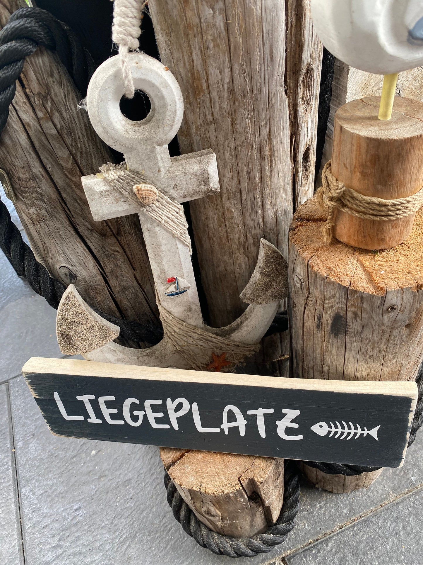 Liegeplatz Schild Holz | rustikales Wandschild 33×9 cm | maritimes Dekoschild shabby | handgemacht