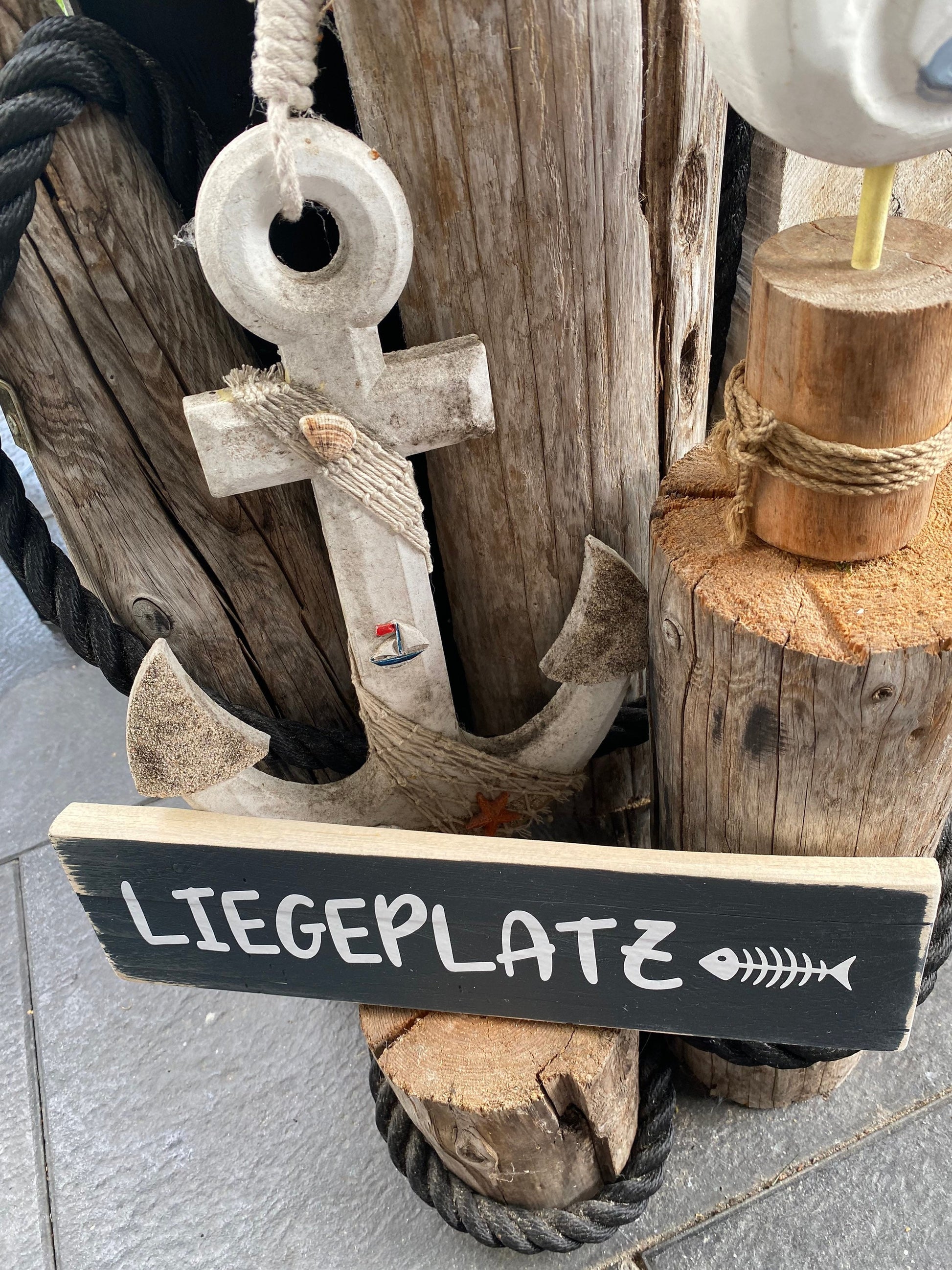 Liegeplatz Schild Holz | rustikales Wandschild 33×9 cm | maritimes Dekoschild shabby | handgemacht