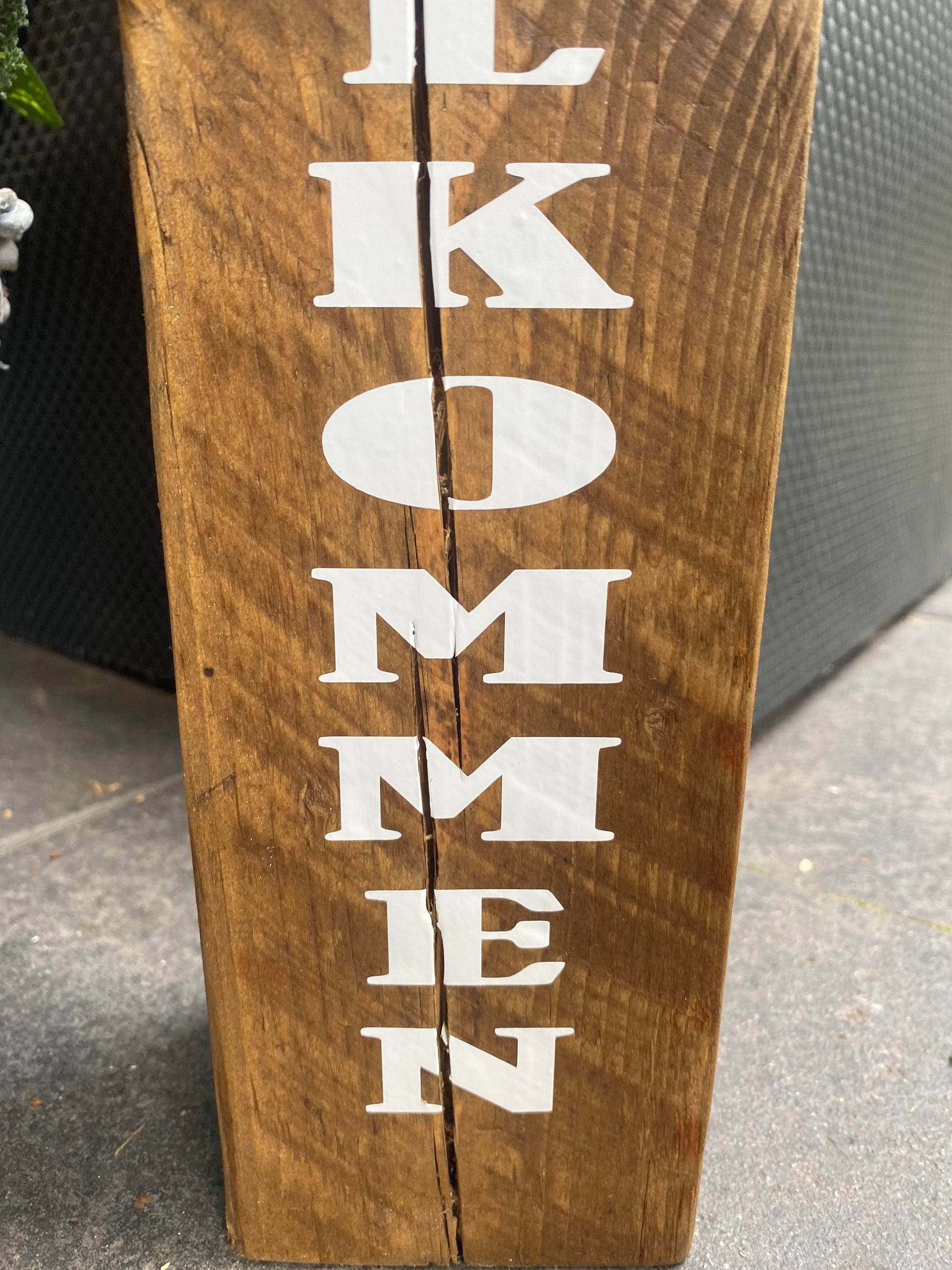 Willkommens-Poller 80 cm | Rustikale Holzsäule mit Anker | Gartendeko & Hauseingang | personalisierbar