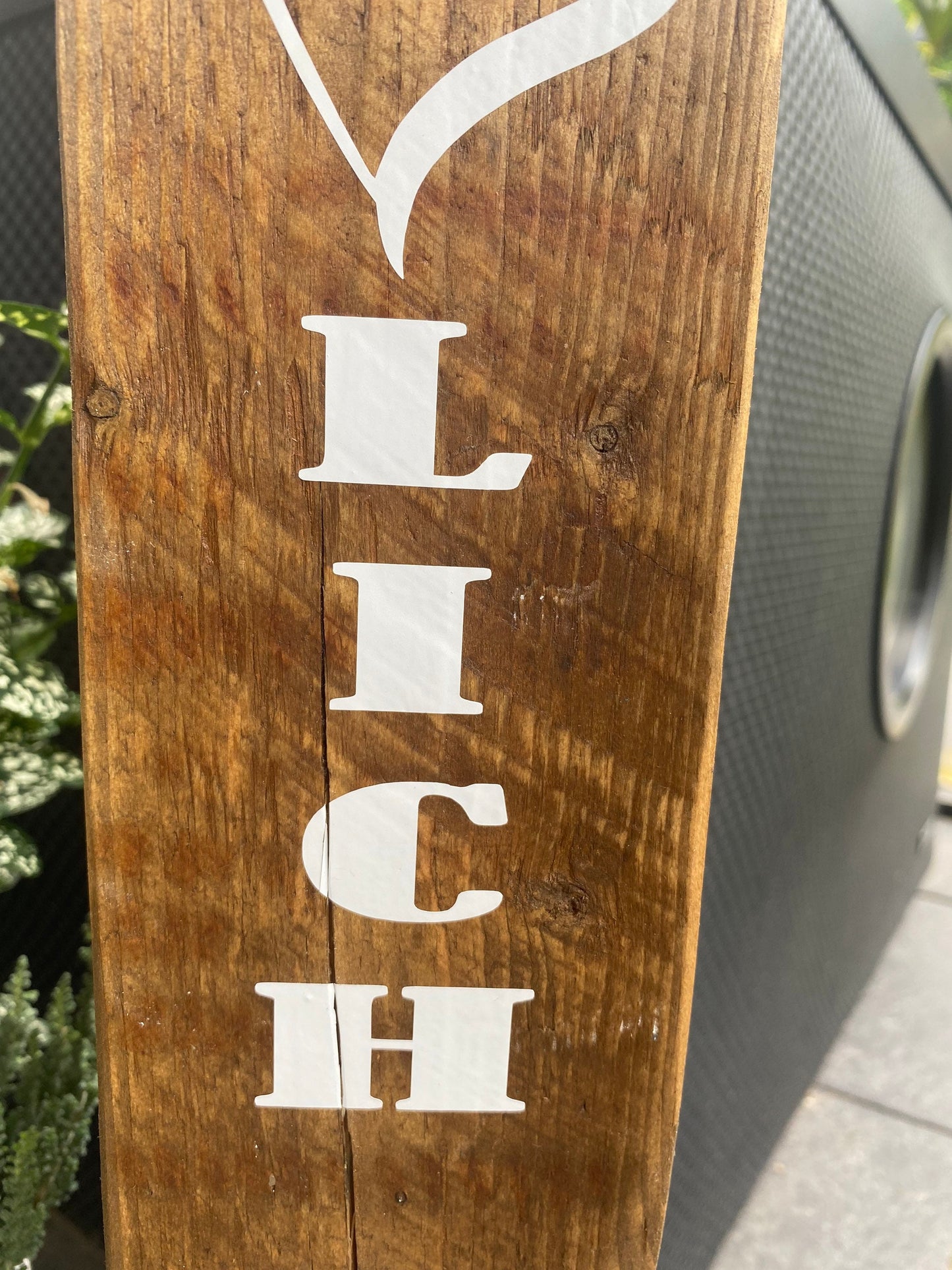 Willkommens-Poller 80 cm | Rustikale Holzsäule mit Anker | Gartendeko & Hauseingang | personalisierbar