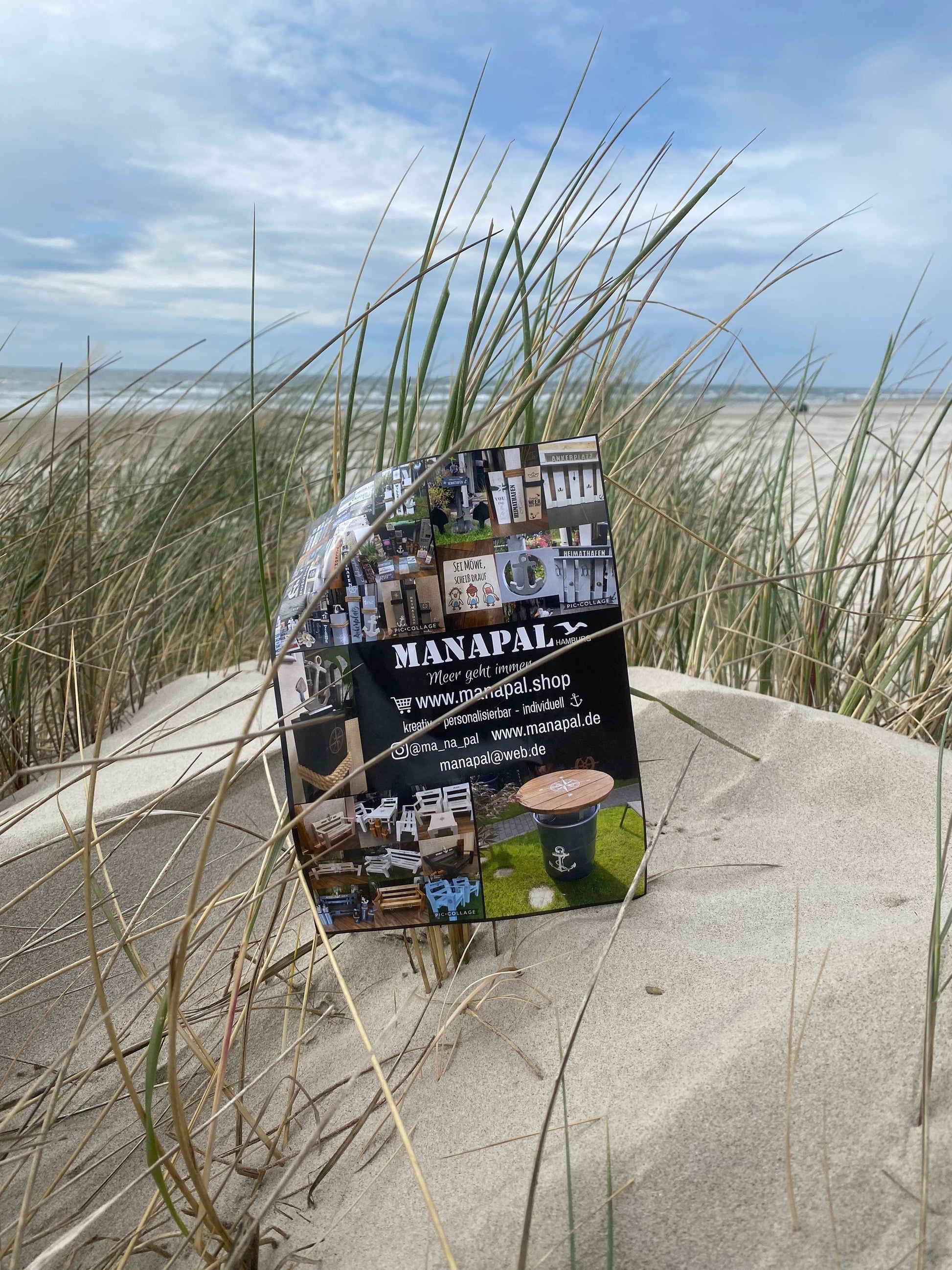 Meer geht immer Poller anthrazit | Maritime Dekosäule Holz 30 cm | Strandhaus & Küsten-Deko Handarbeit