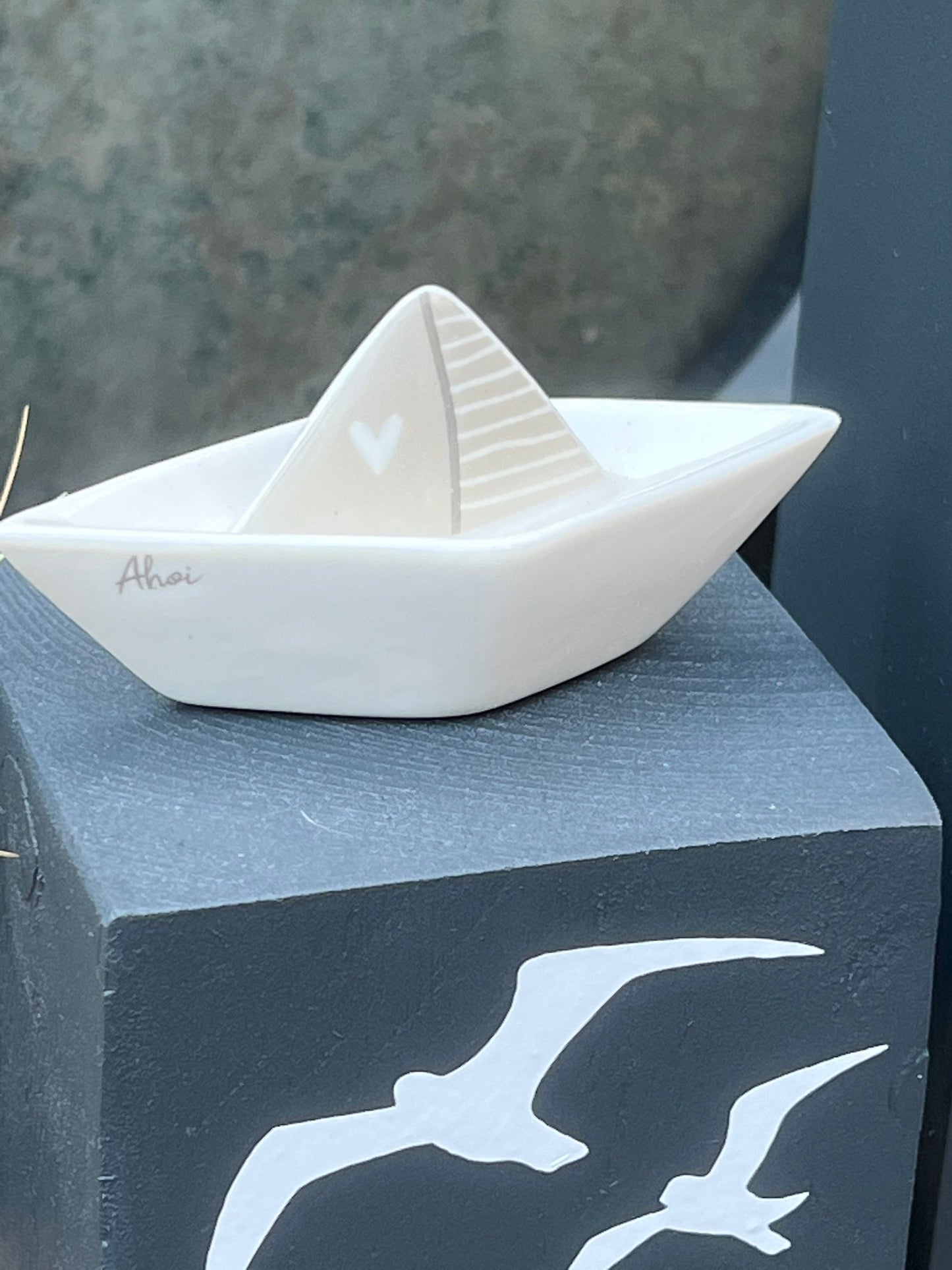 Set 3 dekorative Holzsäulen Maritim – Küstenhaus Deko mit Anker und Wunschtext | Geschenk Set für Haus & Garten, maritime Deko