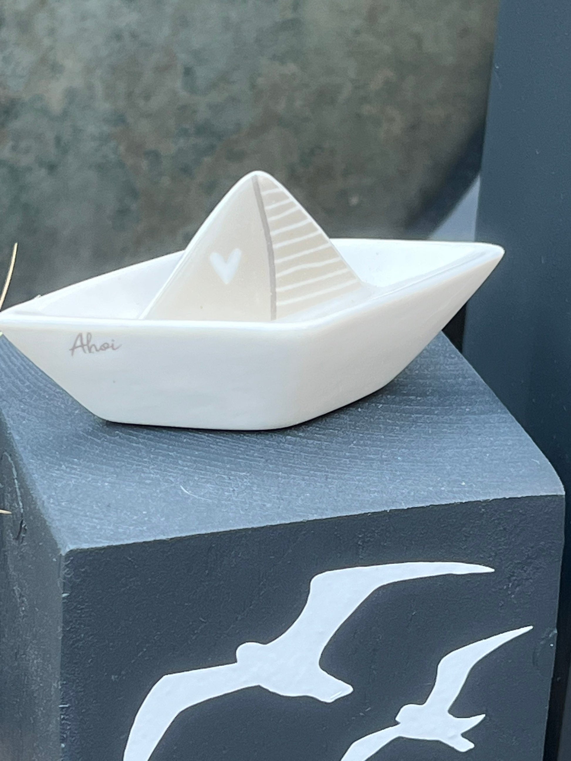 Set 3 dekorative Holzsäulen Maritim – Küstenhaus Deko mit Anker und Wunschtext | Geschenk Set für Haus & Garten, maritime Deko