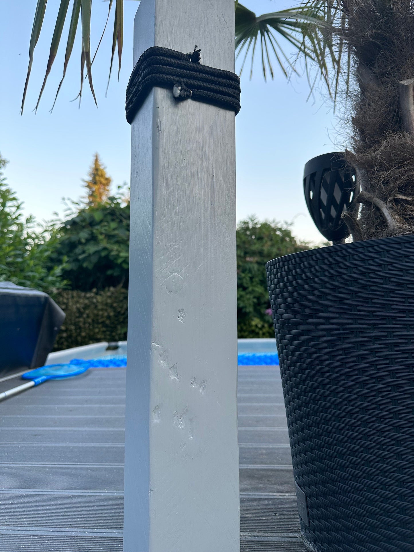 Maritimer Dekobalken Willkommen rustikal | Holz Poller Stele 70cm | Anker Küsten Deko Garten Heimathafen Shabby Chic