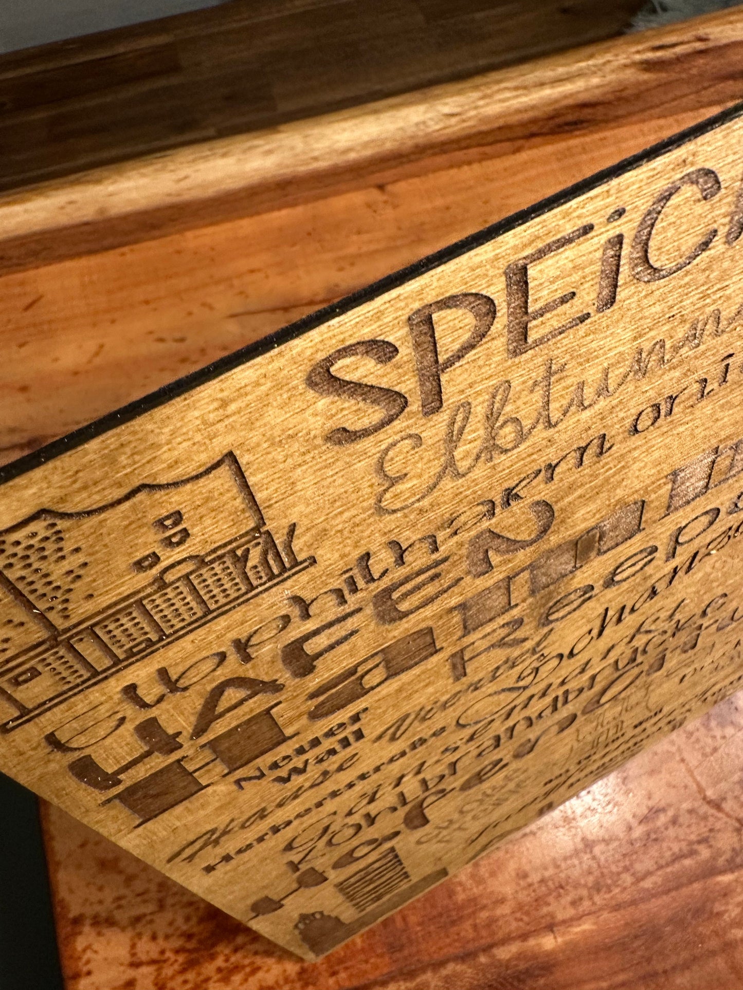 Hamburg Holzschild Lasercut | Wandbild rustikal | Hamburg Begriffe Speicherstadt Reeperbahn Hafen Elbe | Geschenk für Hamburg Fans