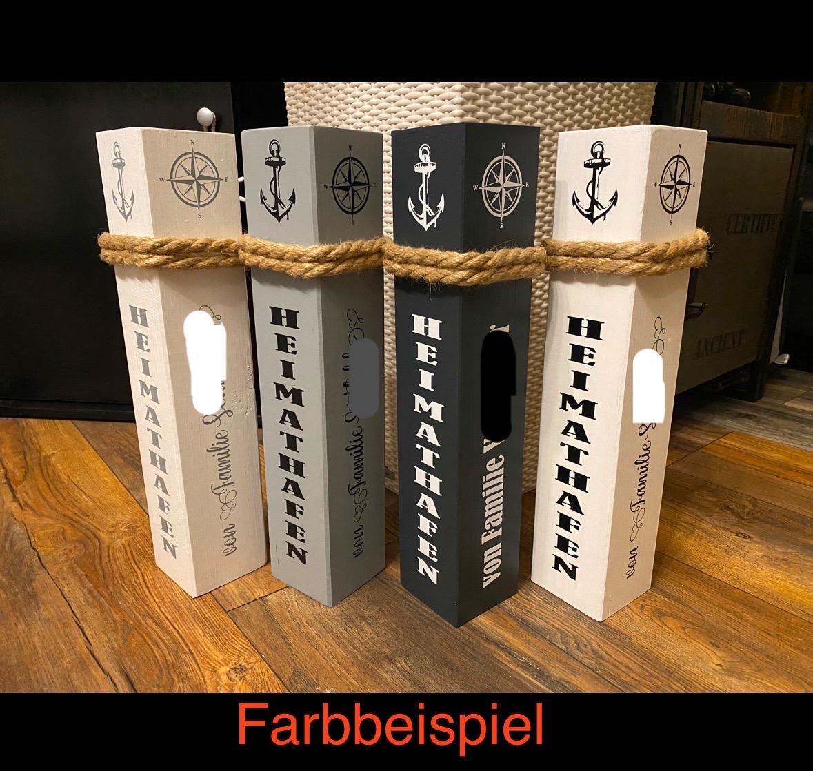 Personalisierter Homeport Poller 40-60 cm – Holzpoller mit Stadt & Koordinaten | Geschenk Einzug, Hochzeit, maritime Hausdeko