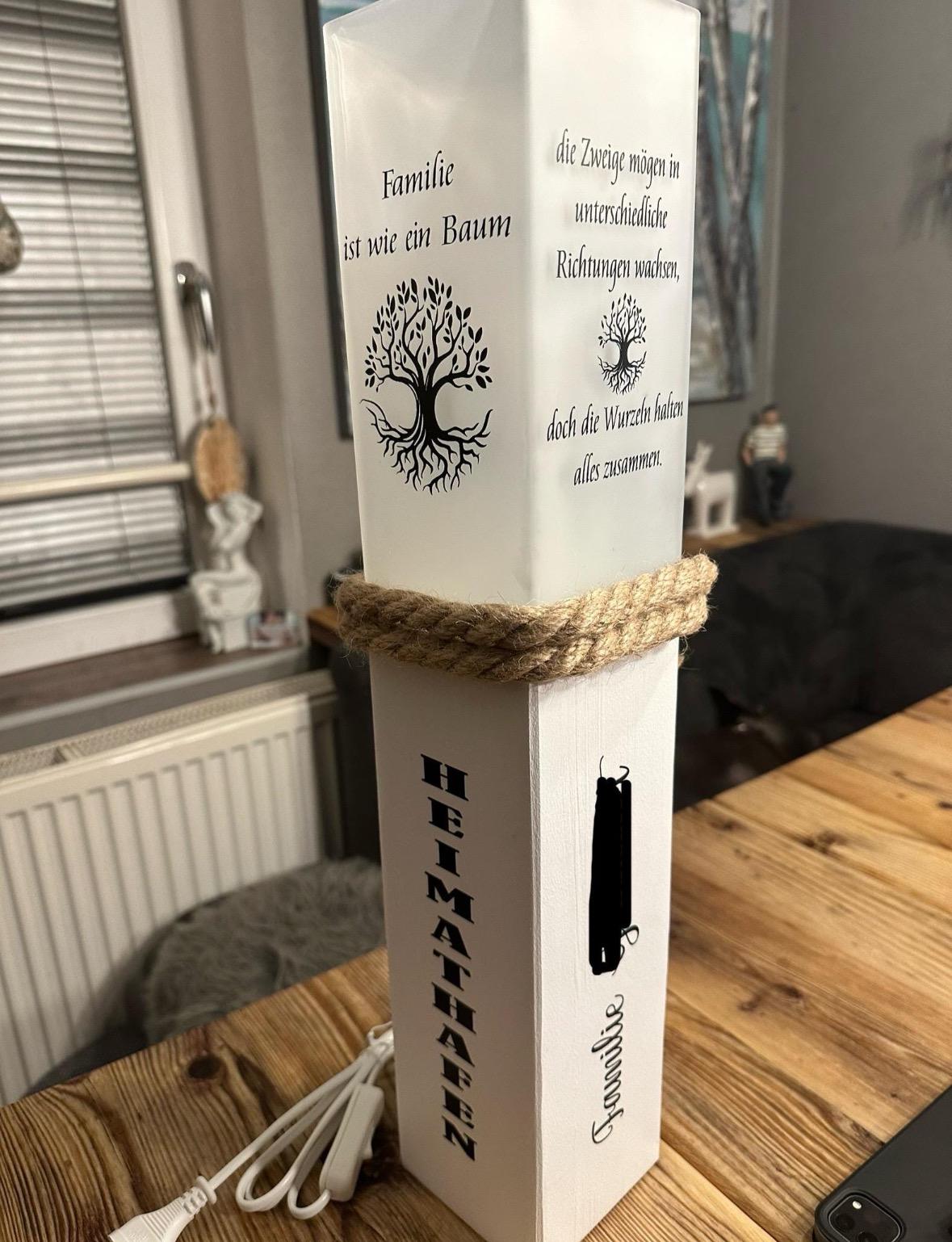 Personalized Wooden Lamp with Custom Text – Nautical Table Lamp 52 cm | Wedding Gift, Coastal Living & Ambient Lighting