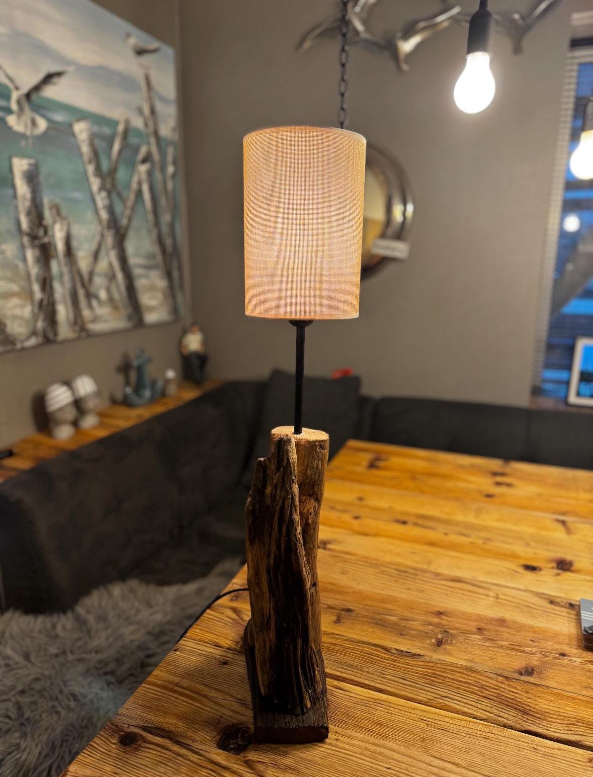 Unikat Treibholz Tischlampe – Rustikale Lampe aus Naturholz | Geschenkidee & Küstenstil Dekolicht
