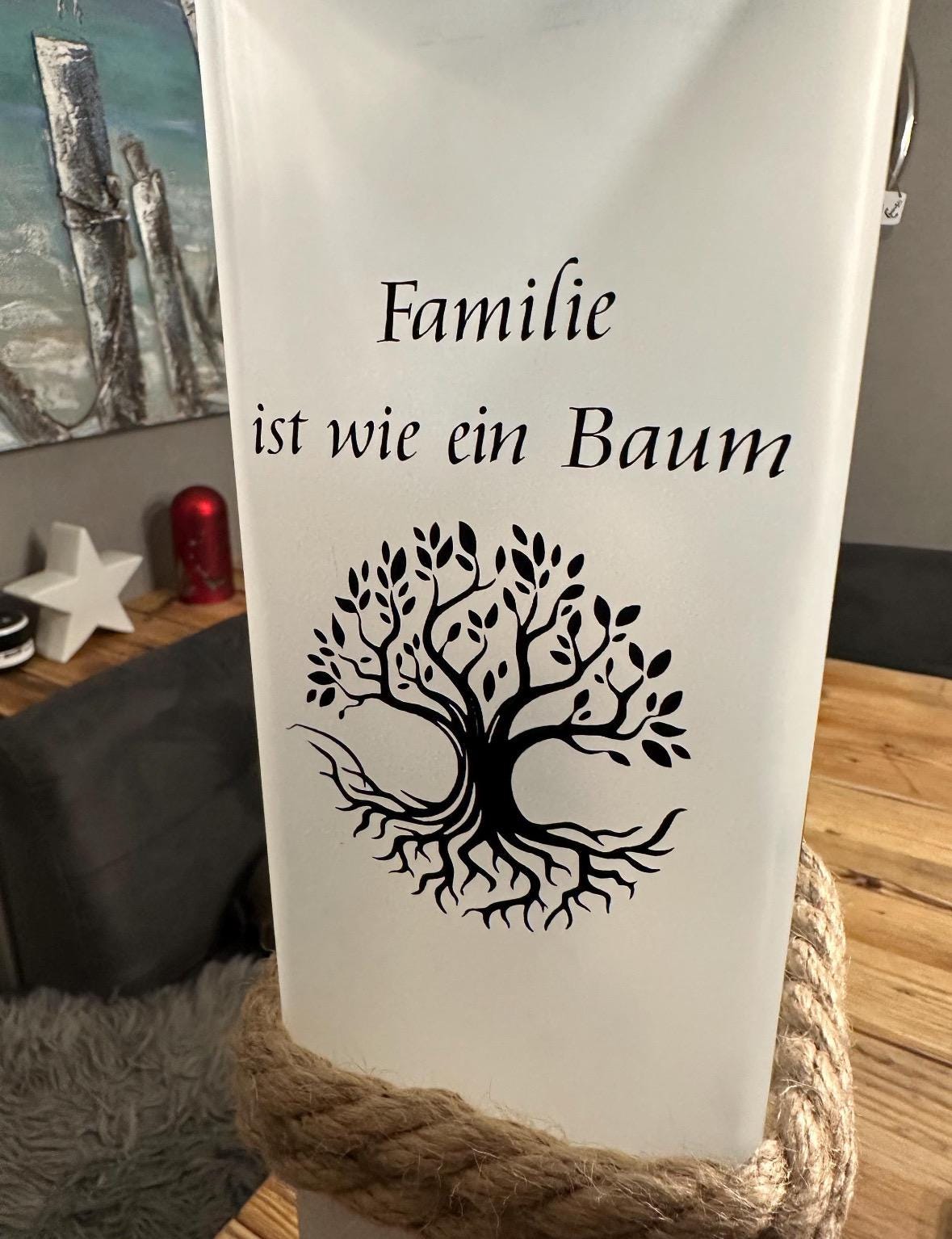 Personalized Wooden Lamp with Custom Text – Nautical Table Lamp 52 cm | Wedding Gift, Coastal Living & Ambient Lighting