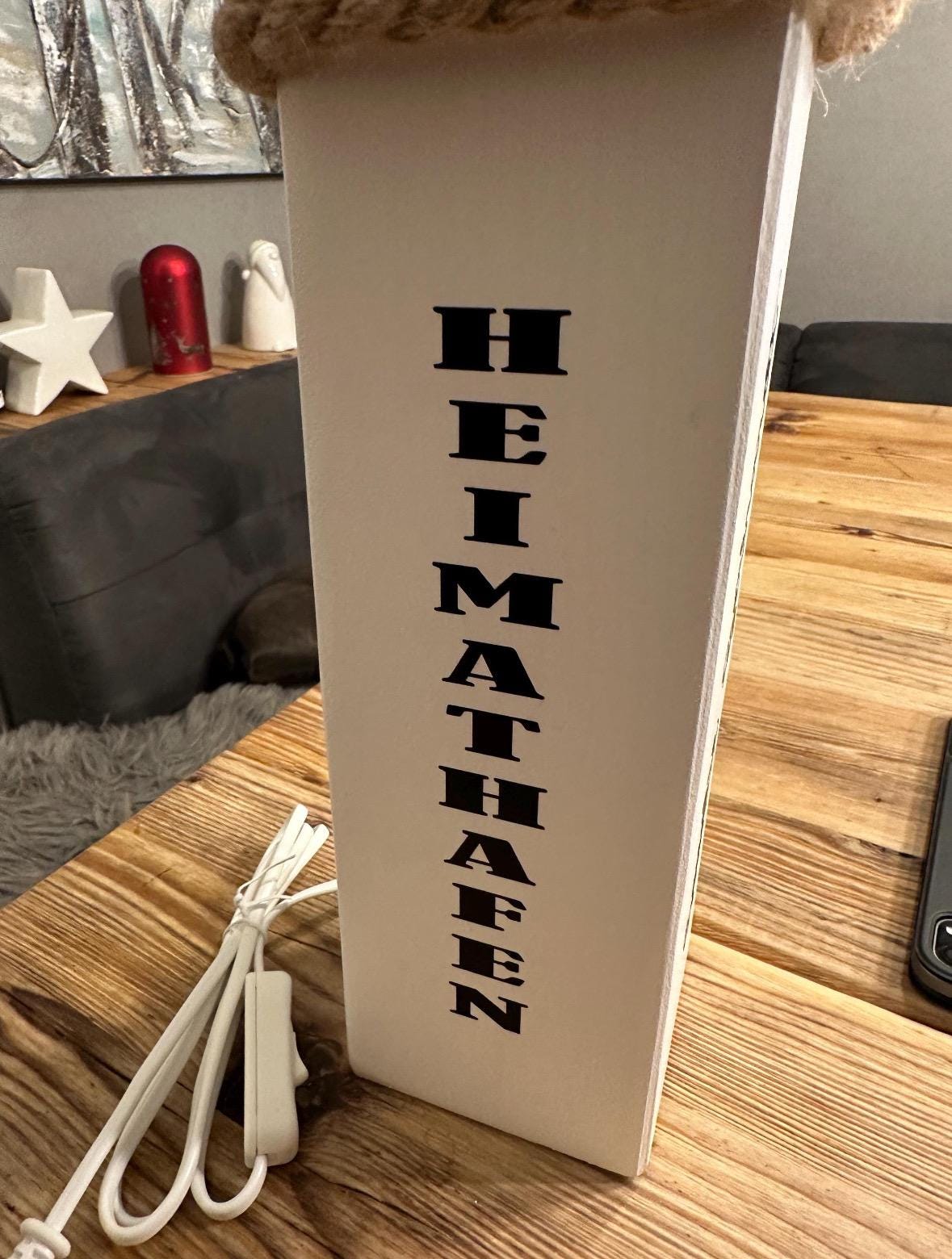 Personalized Wooden Lamp with Custom Text – Nautical Table Lamp 52 cm | Wedding Gift, Coastal Living & Ambient Lighting