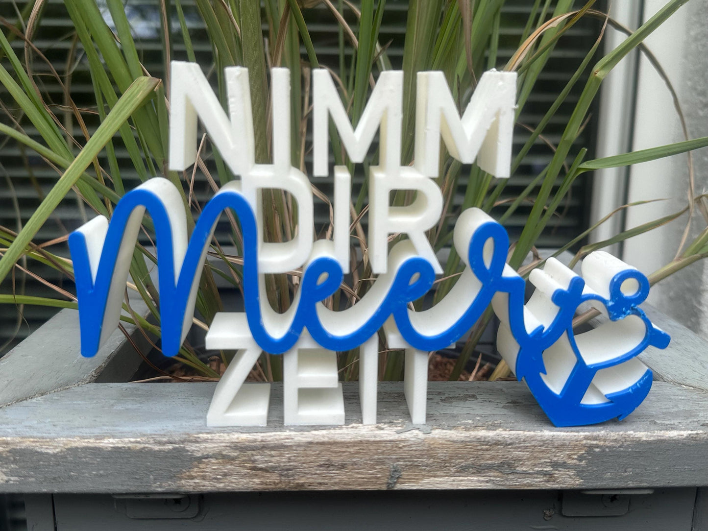 Deko Schild ‚Nimm dir Meer Zeit‘ – 3D-gedruckt 18×11 cm | Maritime Tisch- & Wanddeko Geschenk Küstenfans