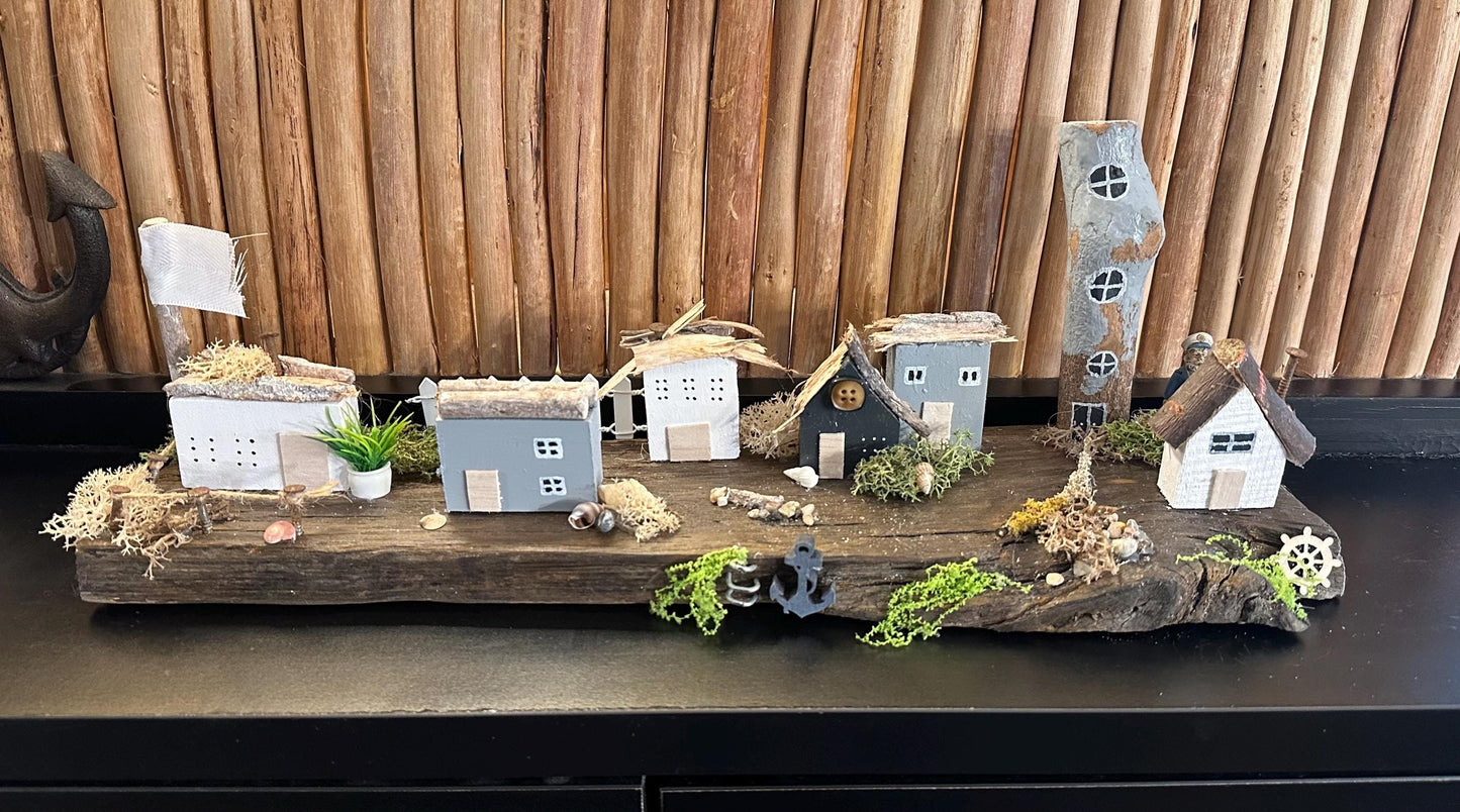 Nautical Theme Driftwood Village Mini Oceanic World Coastal Home Decor Objects Beach House Shelf Decor Sealife New Home Gift Idea