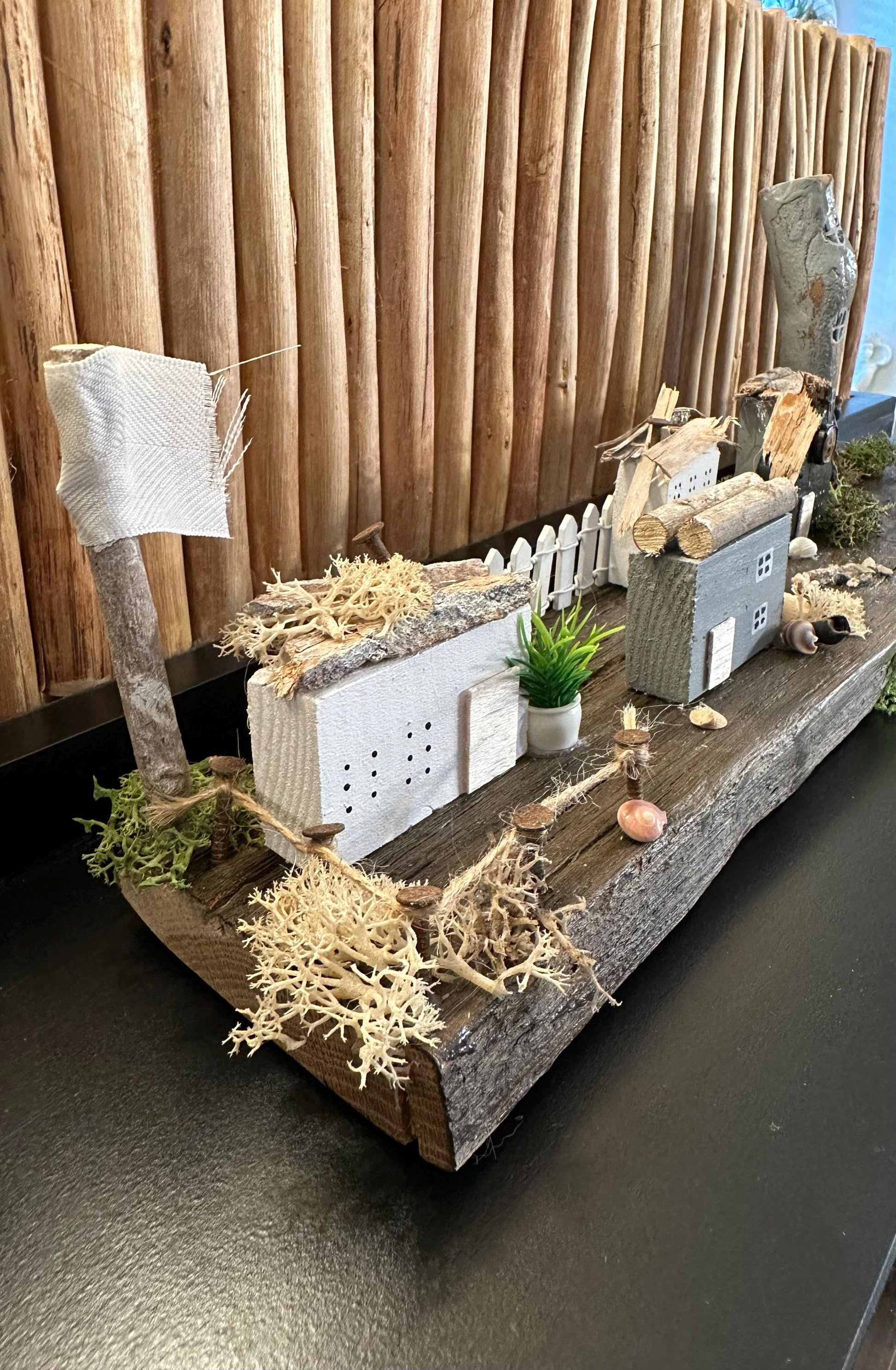 Nautical Theme Driftwood Village Mini Oceanic World Coastal Home Decor Objects Beach House Shelf Decor Sealife New Home Gift Idea