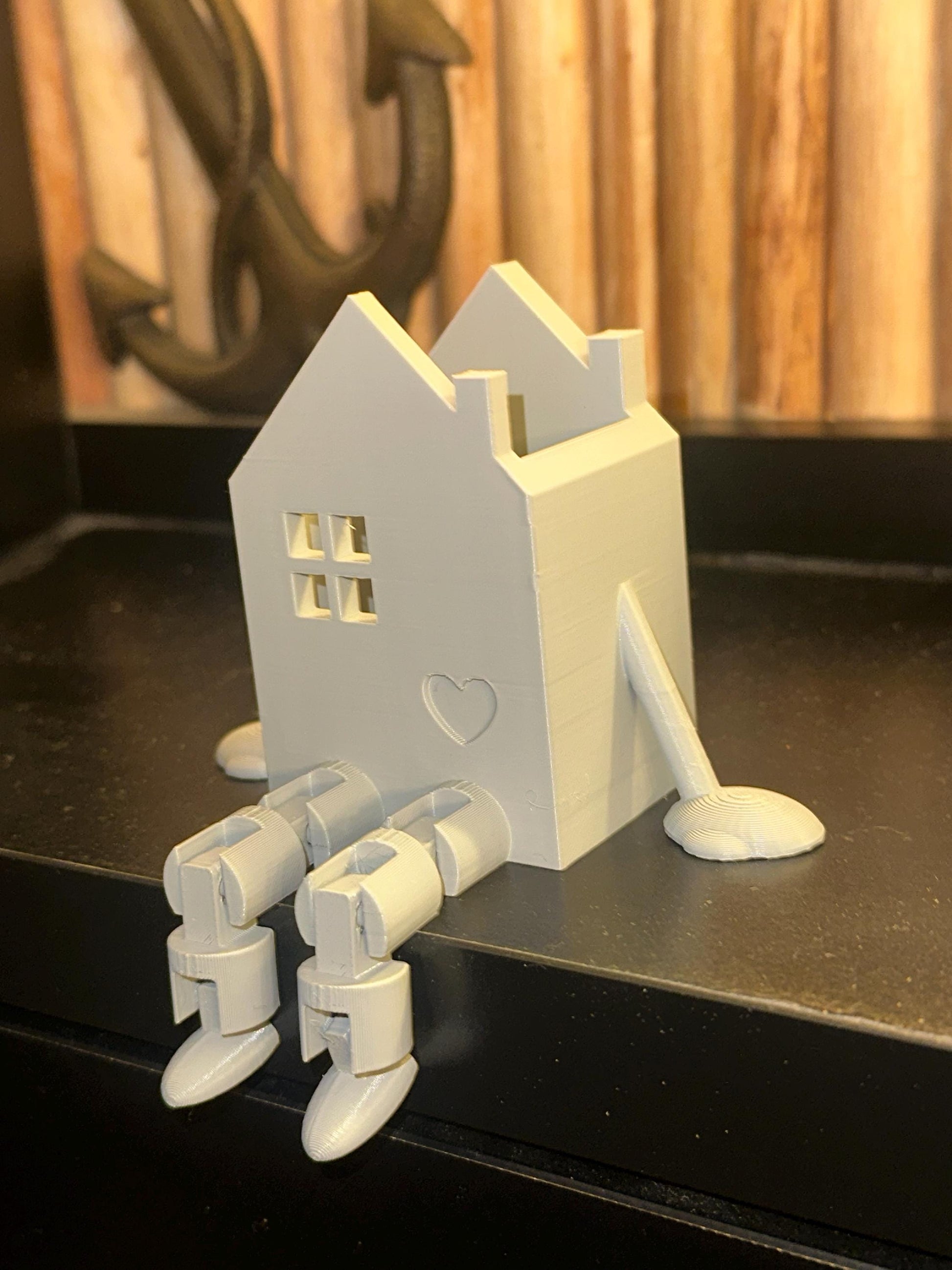 Kantenhocker Haus mit Herz – 3D-Druck Figur | Kleine Fensterbank Deko, Geschenk Einzug, Hochzeit & Liebe