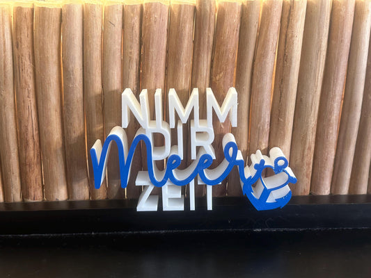 Deko Schild ‚Nimm dir Meer Zeit‘ – 3D-gedruckt 18×11 cm | Maritime Tisch- & Wanddeko Geschenk Küstenfans