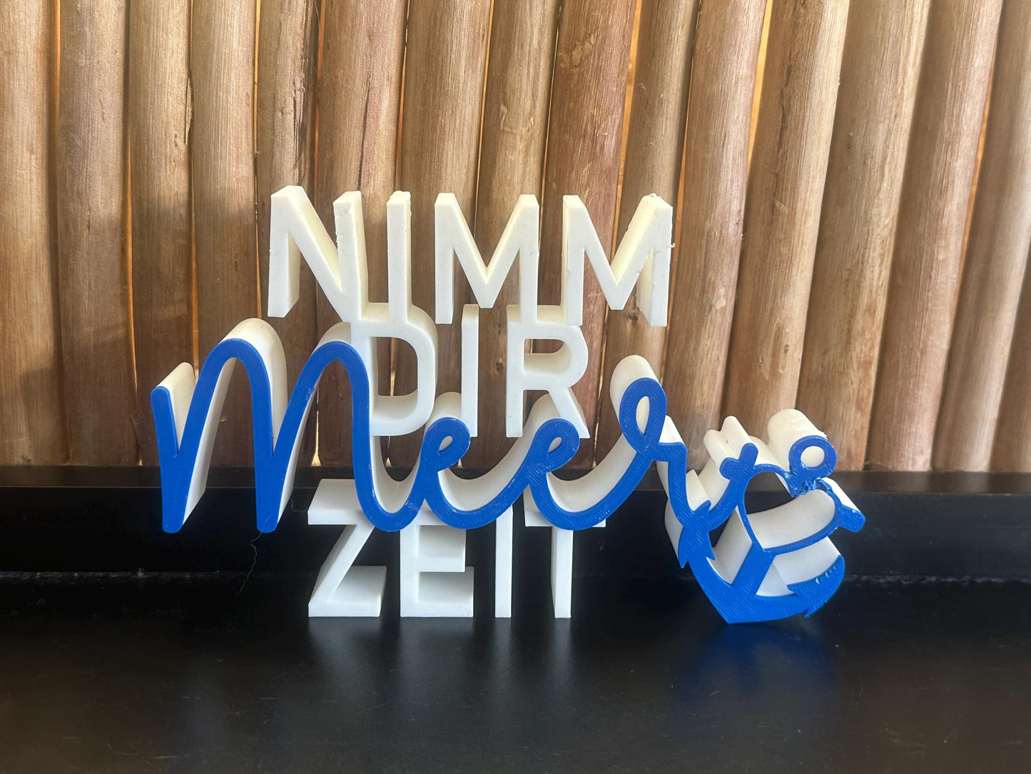 Meer to go Geschenkset „Heimathafen“ | Maritimes Deko-Set (Mini-Poller + Schriftzug + 3D-Möwe) | Geschenk Einzug, Geburtstag, Weihnachten