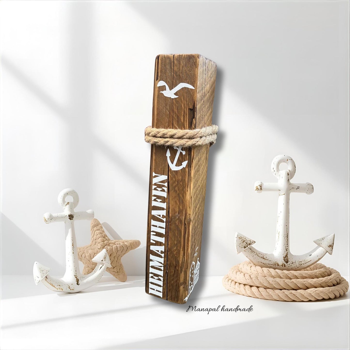 Coastal Column Stand Rustic Nautical Dock Piling with Rope Welcome Bollard Beach Themed Garden Pillar Entry Home Decor Maritime Gifts