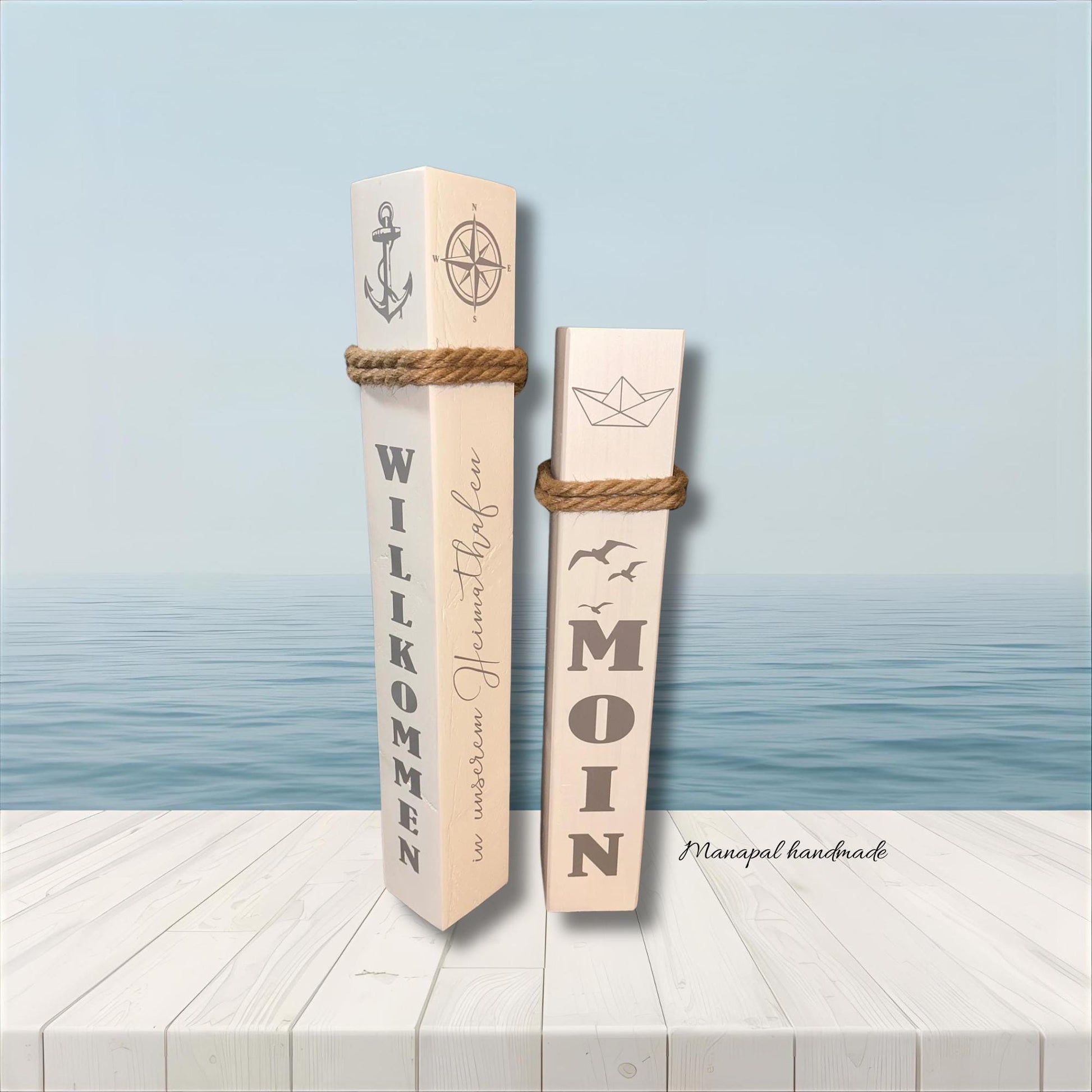 Nautical Piling Coastal Dock Set of 2 Pier Post Nautical Garden Post Sailboat Yard Stake Bollard Sailors Gifts Maritime Beach House Decor