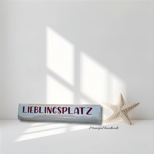 Lieblingsplatz Holzschild | Rustikales Wandschild Shabby Chic Deko | Handarbeit Schild Holz Natur Garten Terrasse Zuhause Geschenk
