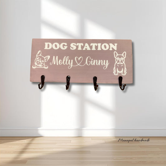 Holz-Leinenhalter für Hunde - personalisiert, Geschenk für Hundebesitzer