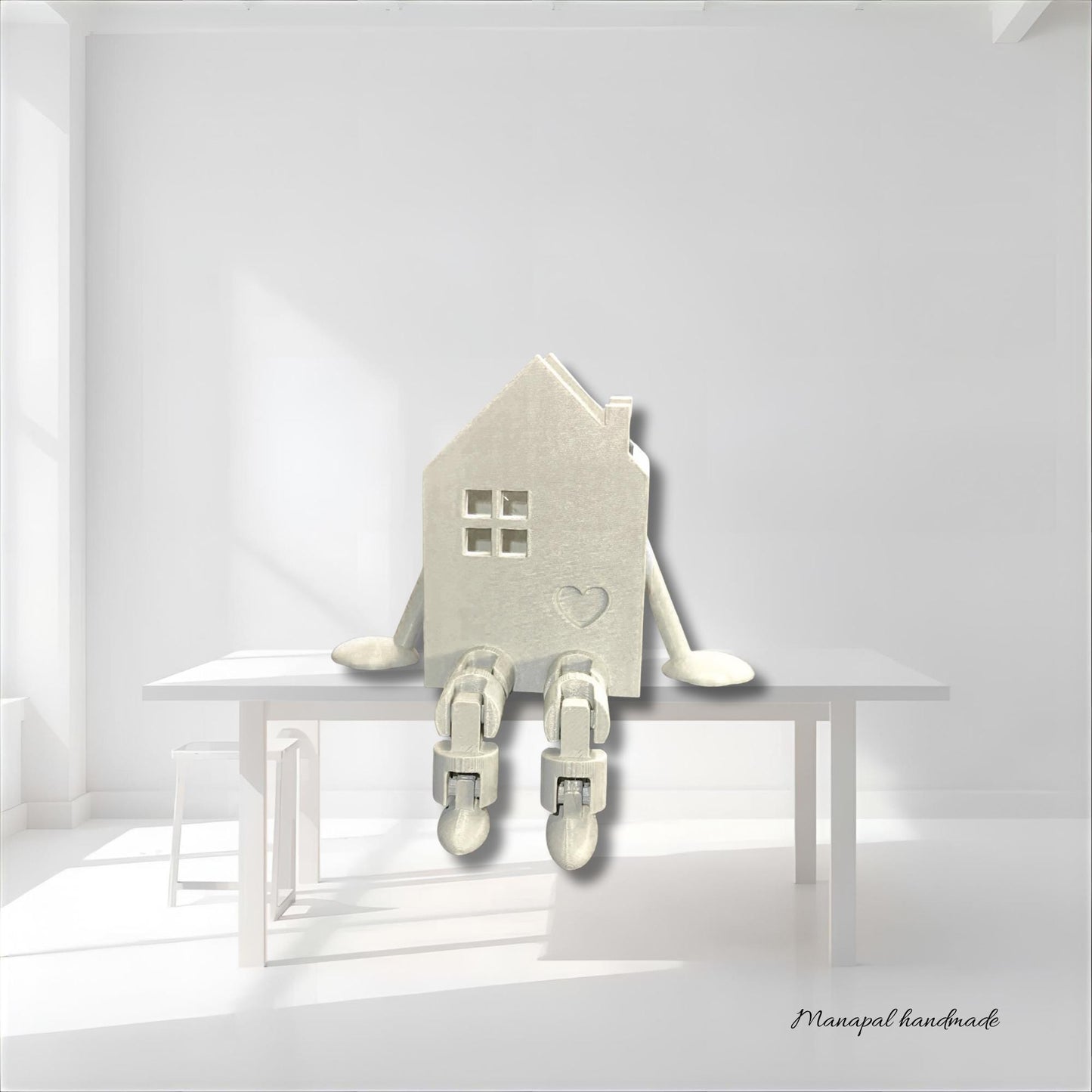 Kantenhocker Haus mit Herz – 3D-Druck Figur | Kleine Fensterbank Deko, Geschenk Einzug, Hochzeit & Liebe