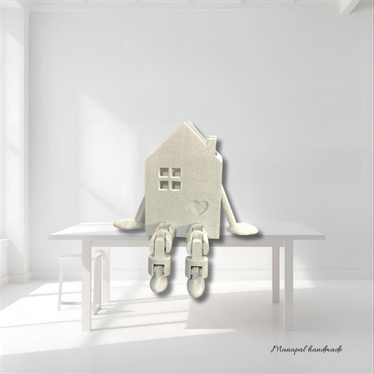 Kantenhocker Haus mit Herz – 3D-Druck Figur | Kleine Fensterbank Deko, Geschenk Einzug, Hochzeit & Liebe