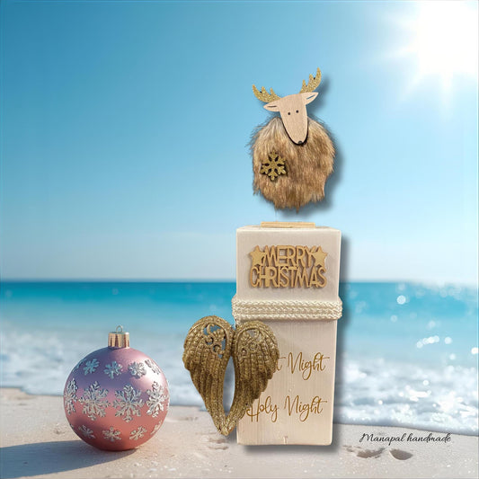 Weihnachtlicher Holzpoller „Christkind Säule“ 27 cm – Rustikale Weihnachtsdeko für Haus & Garten | Winterlich und Festlich