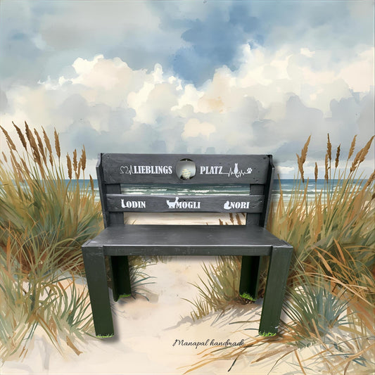 Personalisierte Katzenbank aus Palettenholz – Handgemachte Bank 72×34×80 cm mit Sisal | Möbel für Katzen & Katzenliebhaber