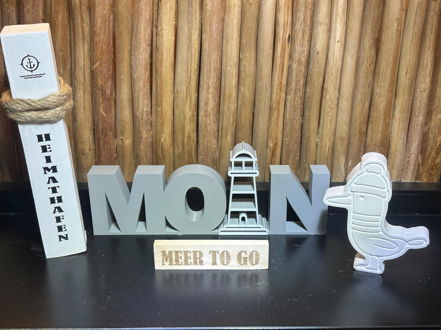 Meer to go Geschenkset „Boot & Möwe Raysin“ | Maritimes Deko-Set (Mini-Poller + Boot + Möwe aus Raysin) Geschenkidee