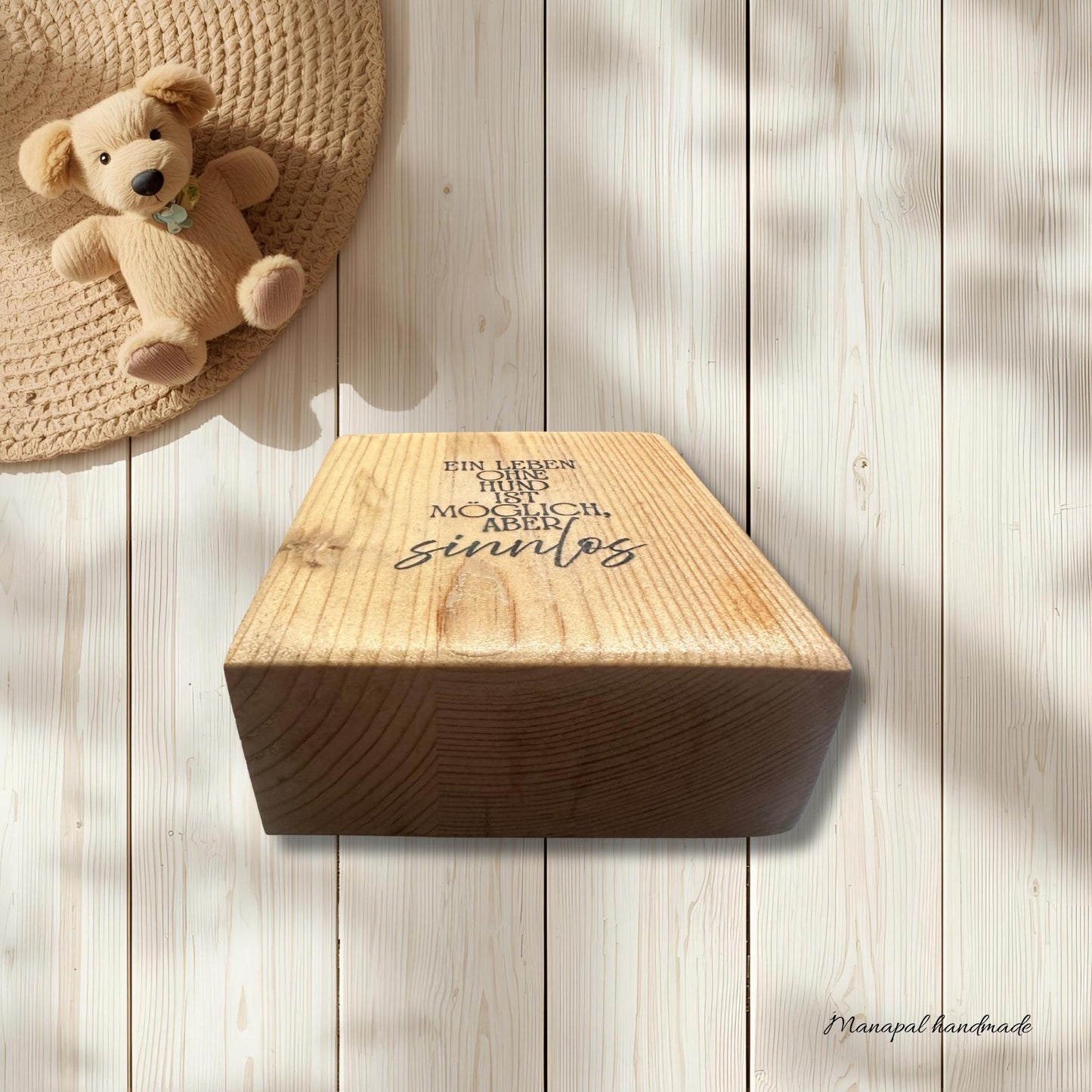 Rustikales Holzschild mit Hundespruch | Personalisiertes Geschenk mit Namen | Wanddeko 20x20cm | Handgemacht Hundeliebe