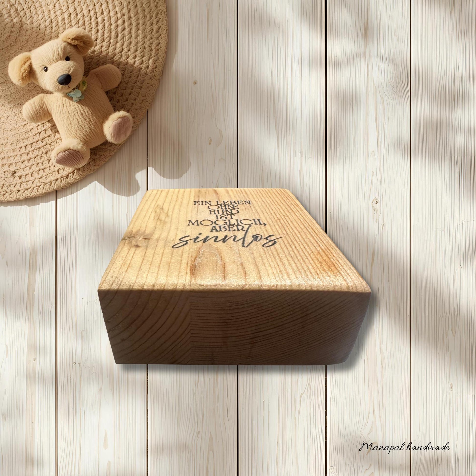 Rustikales Holzschild mit Hundespruch | Personalisiertes Geschenk mit Namen | Wanddeko 20x20cm | Handgemacht Hundeliebe