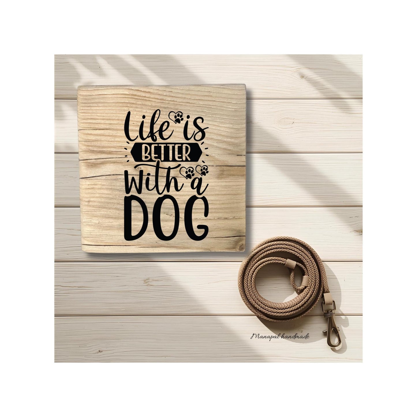 Rustikales Holzschild mit Hundespruch | Personalisiertes Geschenk mit Namen | Wanddeko 20x20cm | Handgemacht Hundeliebe