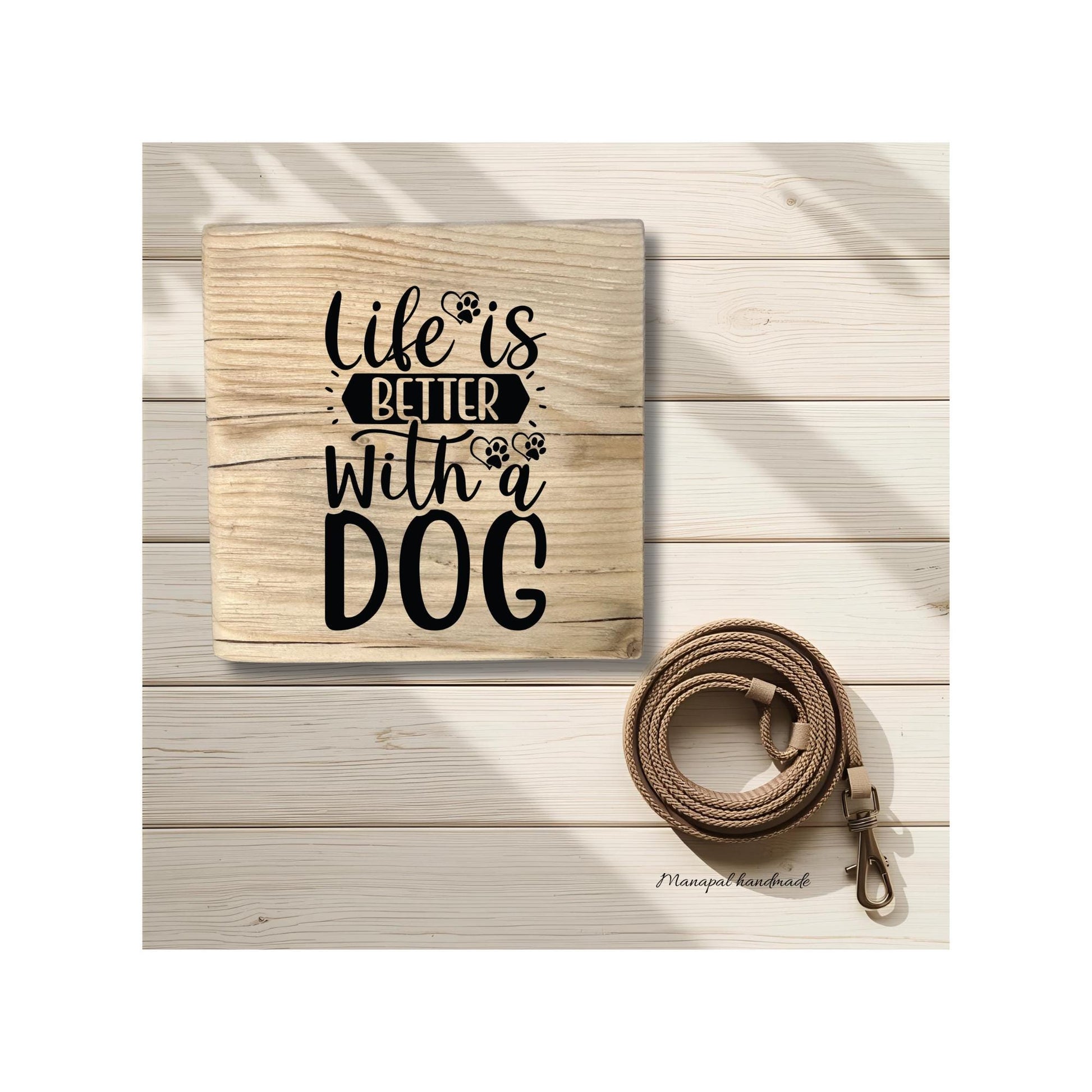 Rustikales Holzschild mit Hundespruch | Personalisiertes Geschenk mit Namen | Wanddeko 20x20cm | Handgemacht Hundeliebe