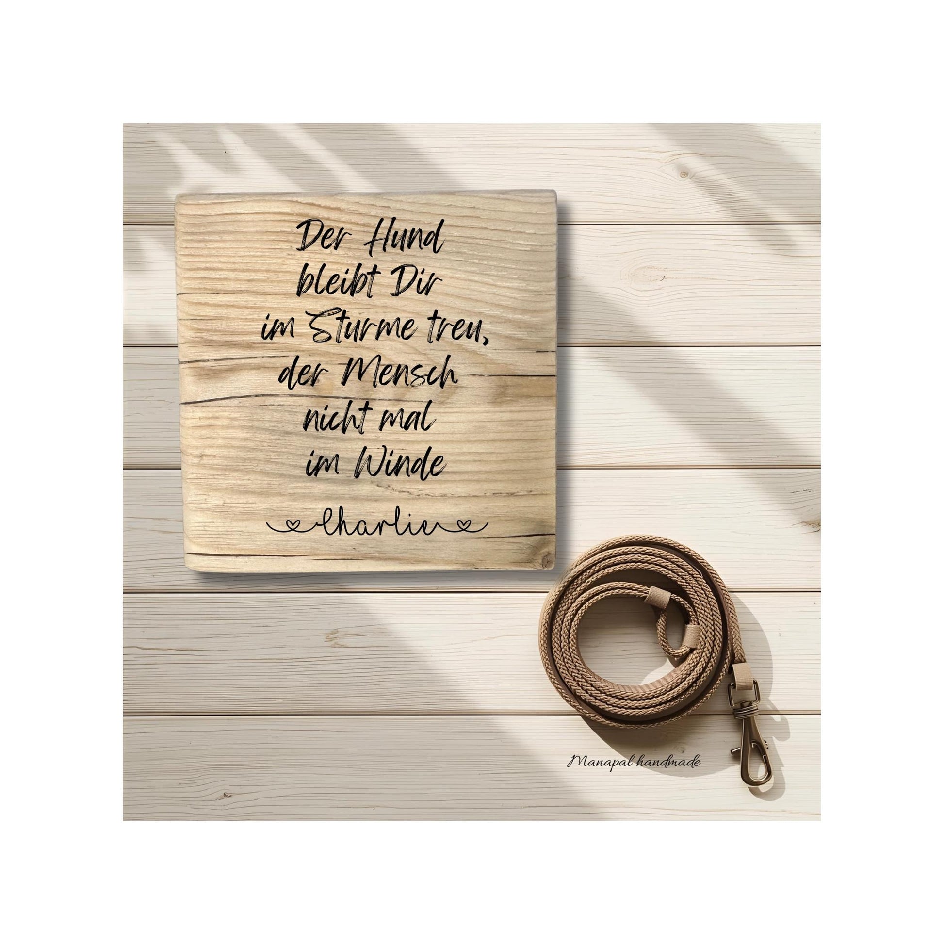 Rustikales Holzschild mit Hundespruch | Personalisiertes Geschenk mit Namen | Wanddeko 20x20cm | Handgemacht Hundeliebe