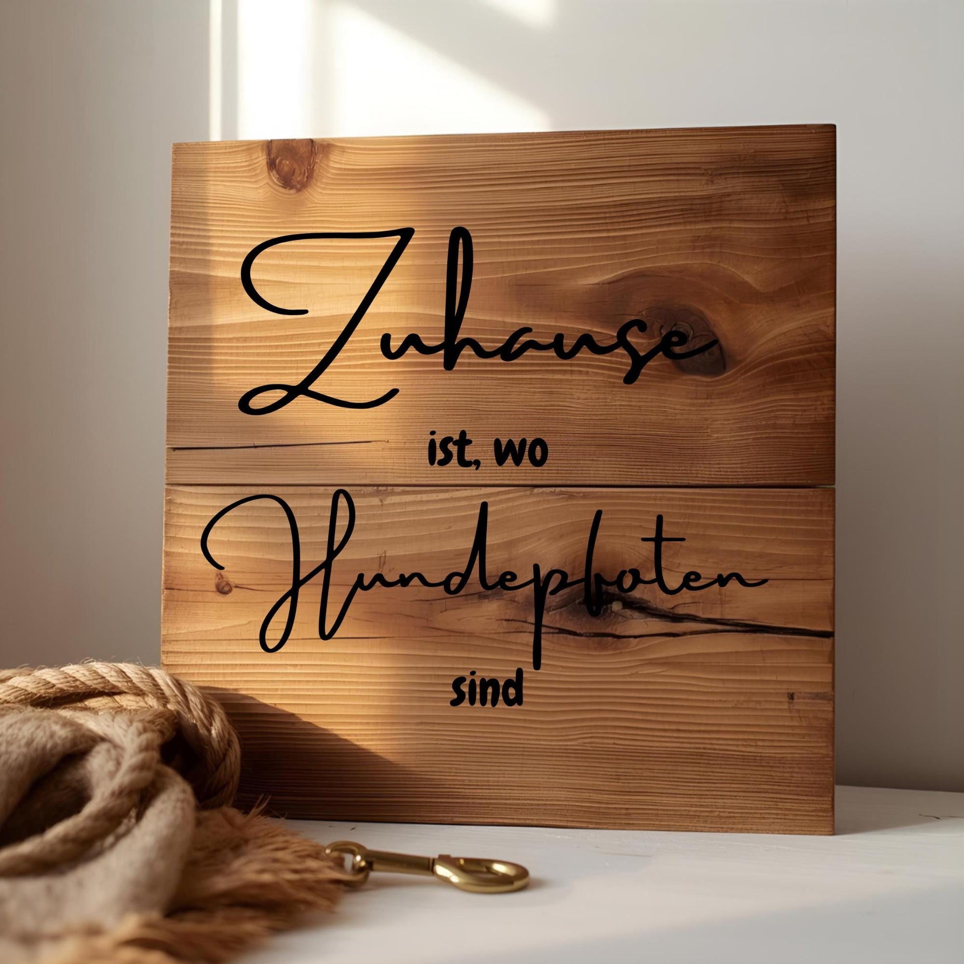 Rustikales Holzschild mit Hundespruch | Personalisiertes Geschenk mit Namen | Wanddeko 20x20cm | Handgemacht Hundeliebe