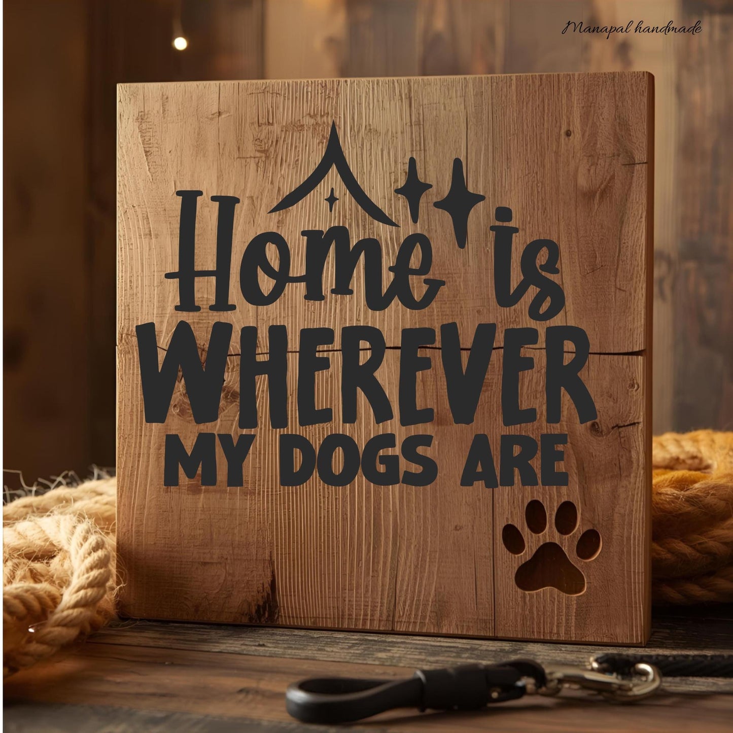 Rustikales Holzschild mit Hundespruch | Personalisiertes Geschenk mit Namen | Wanddeko 20x20cm | Handgemacht Hundeliebe