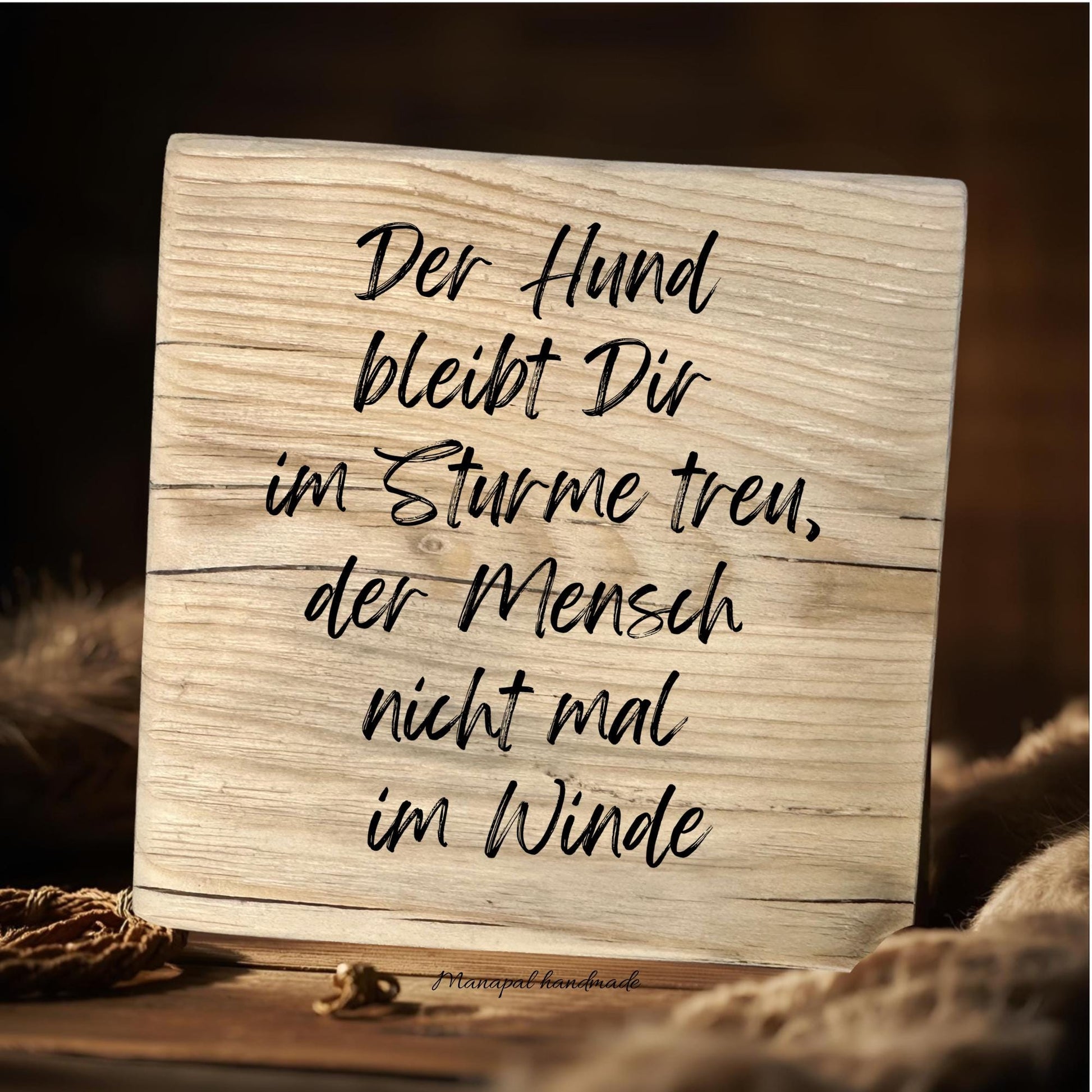 Rustikales Holzschild mit Hundespruch | Personalisiertes Geschenk mit Namen | Wanddeko 20x20cm | Handgemacht Hundeliebe