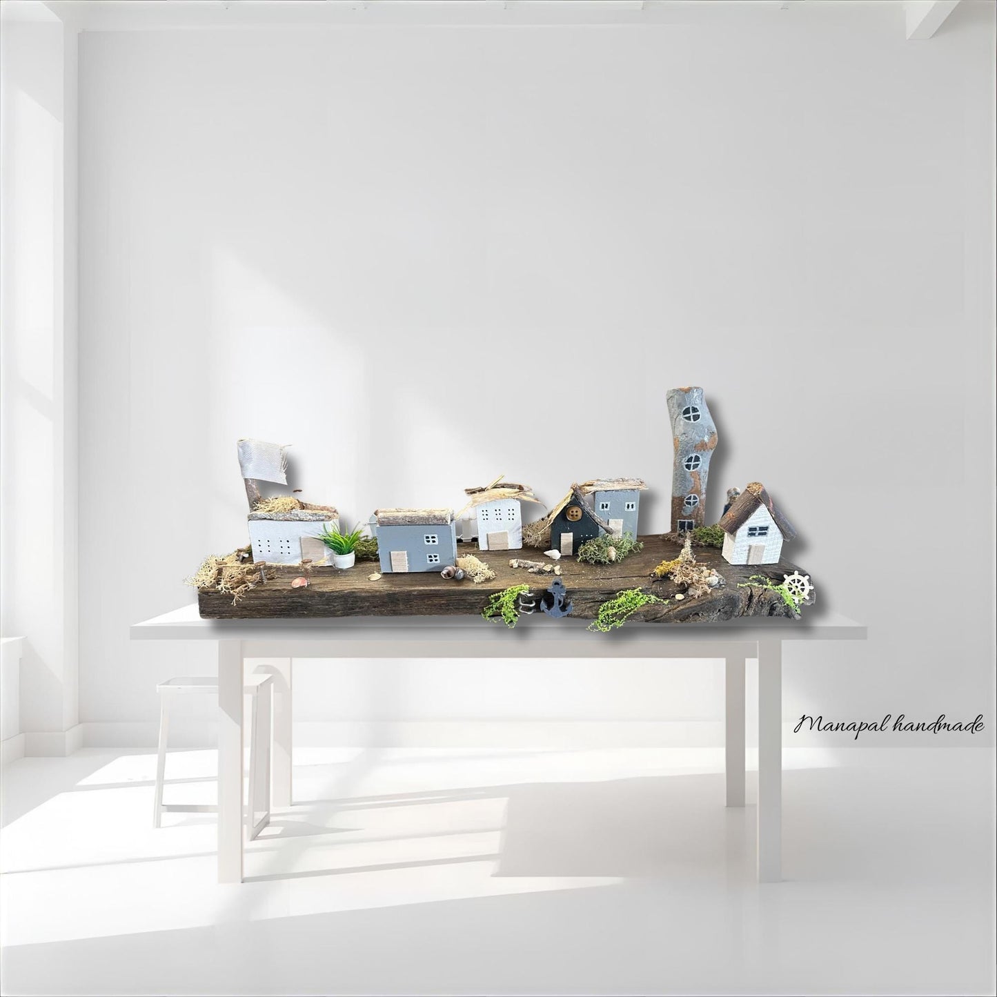 Nautical Theme Driftwood Village Mini Oceanic World Coastal Home Decor Objects Beach House Shelf Decor Sealife New Home Gift Idea