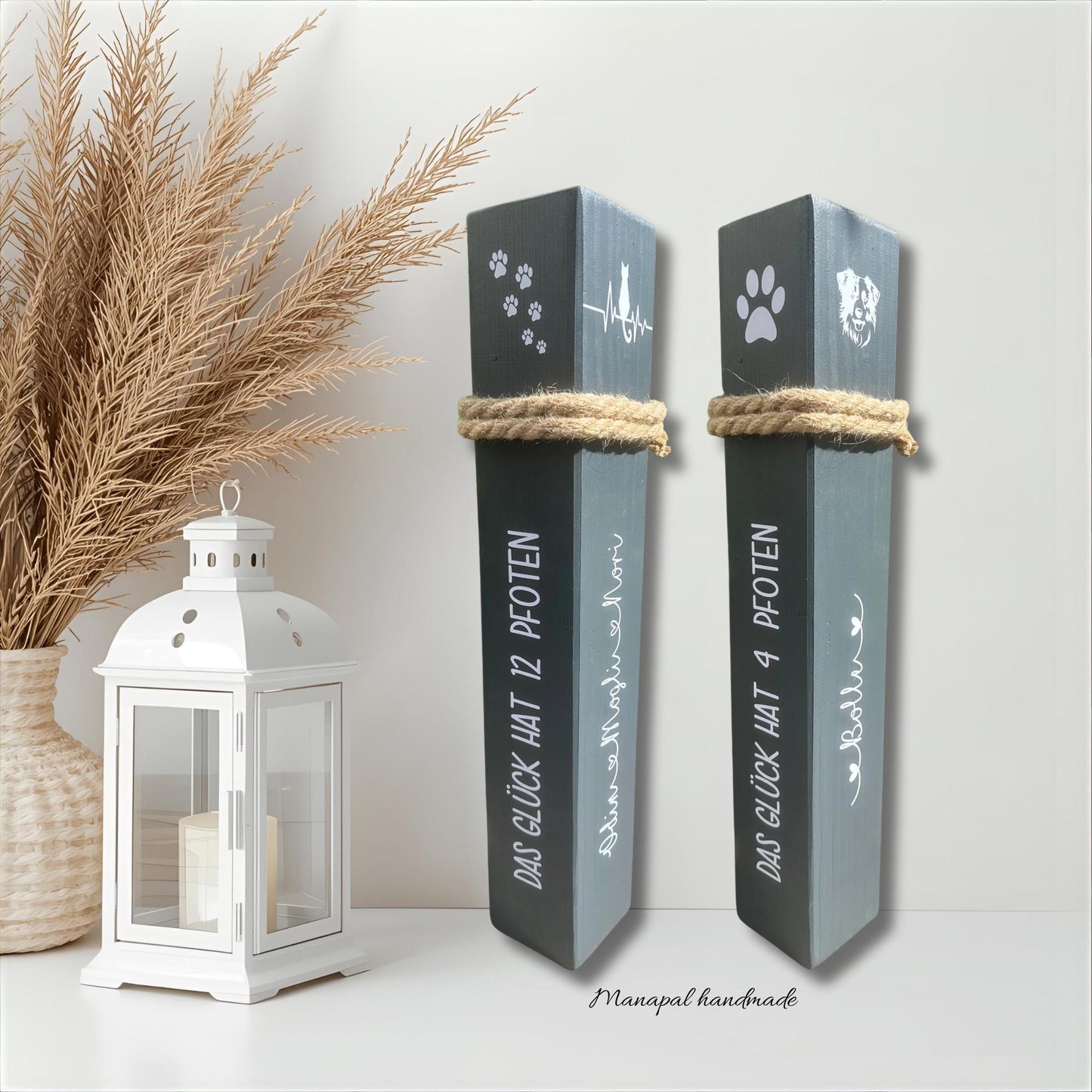 Personalisierte Holzsäule für Tierliebhaber – Haustier Poller mit Name und Spruch | Geschenk für Hundebesitzer & Katzenfreunde, Gedenken