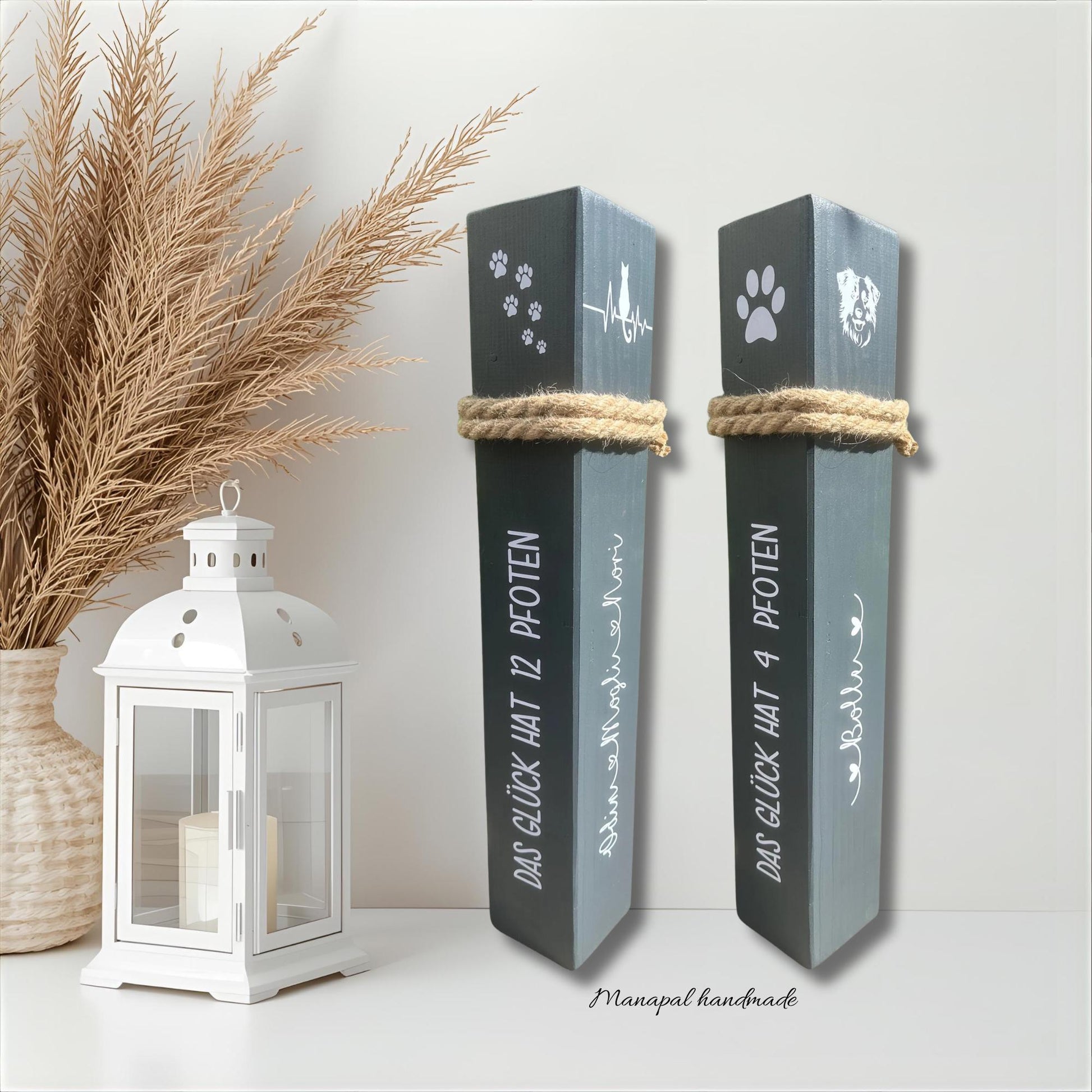 Personalisierte Holzsäule für Tierliebhaber – Haustier Poller mit Name und Spruch | Geschenk für Hundebesitzer & Katzenfreunde, Gedenken