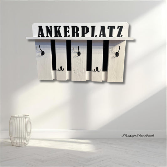 Custom Name Nautical Hook with Shelf Coastal Entryway Storage Organizer Anchor Coat Rack Hanger Mudroom Hallway Key Holder Sailor Gift