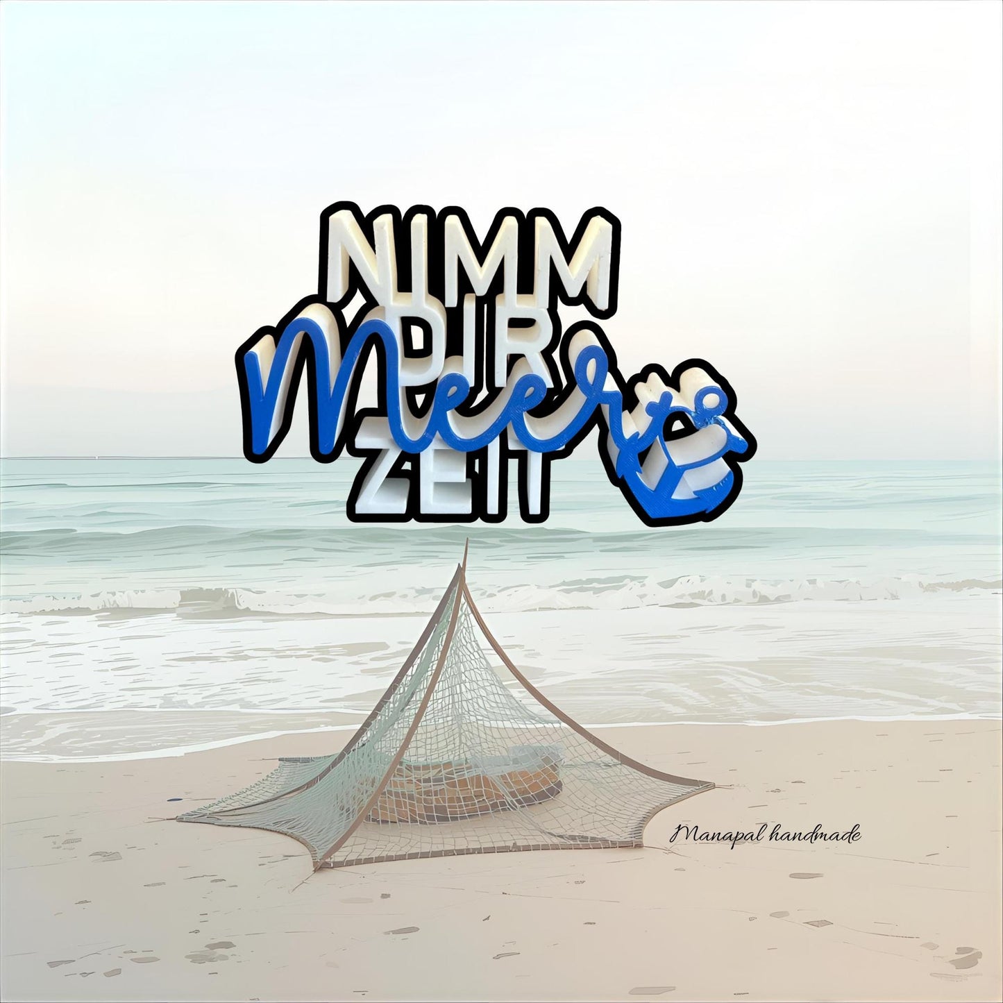 Deko Schild ‚Nimm dir Meer Zeit‘ – 3D-gedruckt 18×11 cm | Maritime Tisch- & Wanddeko Geschenk Küstenfans