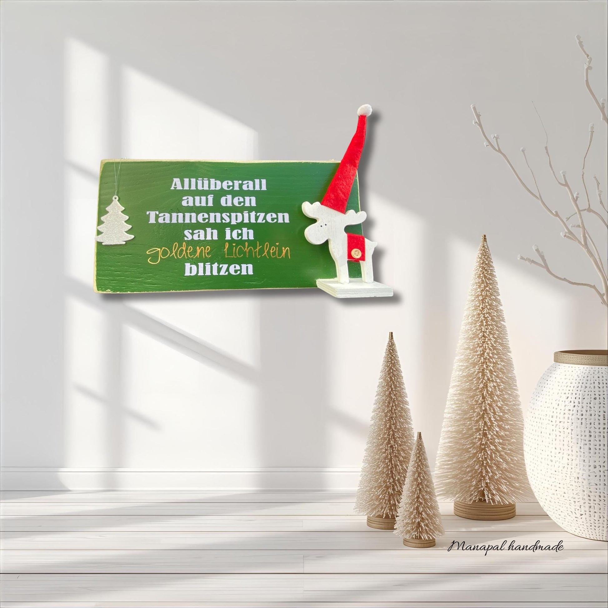 Weihnachtsdeko Holzschild – Wandschild ‚Frohe Weihnachten‘ | Rustikal und Handgemacht, Holz Geschenk & Wanddeko