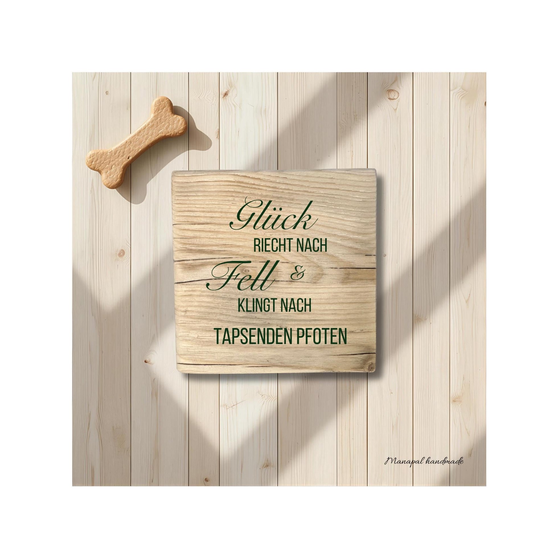 Rustikales Holzschild mit Hundespruch | Personalisiertes Geschenk mit Namen | Wanddeko 20x20cm | Handgemacht Hundeliebe