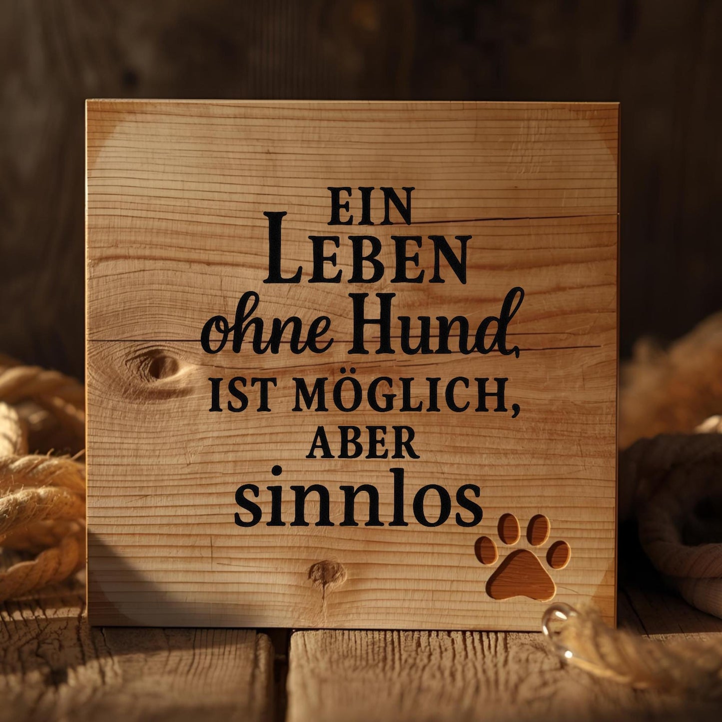 Rustikales Holzschild mit Hundespruch | Personalisiertes Geschenk mit Namen | Wanddeko 20x20cm | Handgemacht Hundeliebe