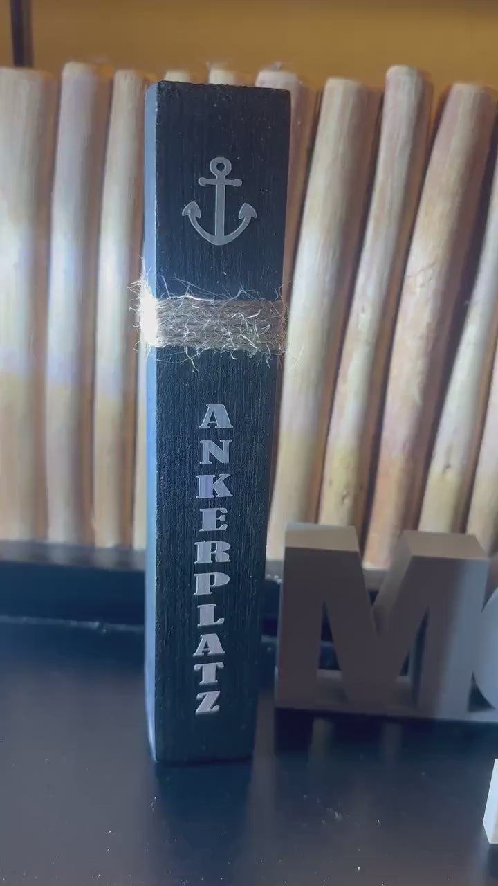 Meer to go Geschenkset | Maritimes Deko-Set aus Holz (Mini-Poller + MOIN-Schriftzug + Möwe) | Geschenkidee Einzug, Geburtstag, Weihnachten