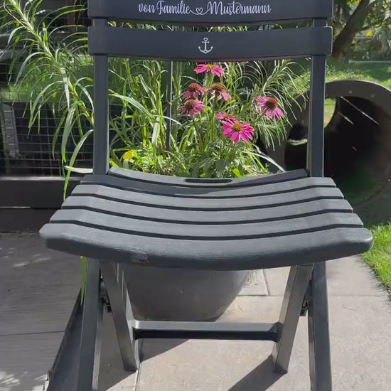 Personalisierter  Klappstuhl | Individuelle Eingang & Gartendeko | Handgemachtes Küsten Hochzeitsgeschenk | Einweihungsgeschenk | maritim