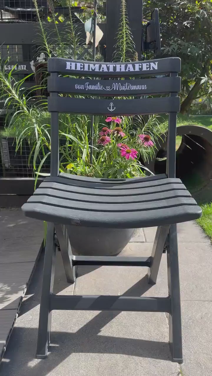 Personalisierter  Klappstuhl | Individuelle Eingang & Gartendeko | Handgemachtes Küsten Hochzeitsgeschenk | Einweihungsgeschenk | maritim